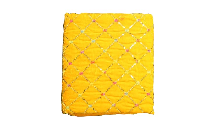 Unstitched Multi Purpose Velvet Yellow Colors Fabrics and Blouse Pieces for Festive,Holi,Navratri and Spacial Occasions