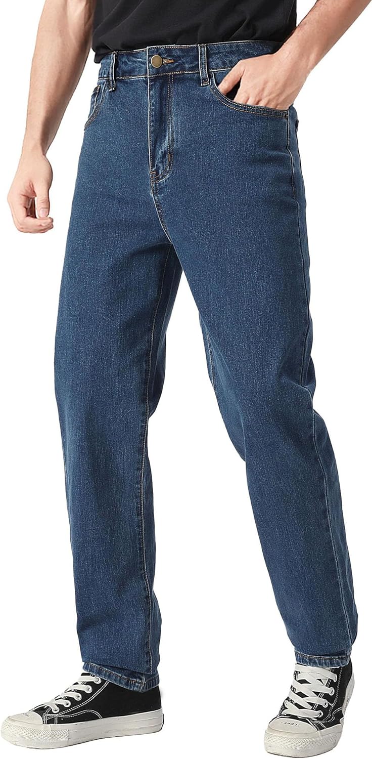 Men's Classic Straight Stretch Jean Relaxed Fit Comfort Flex Waist Jeans Breathable Denim Pants
