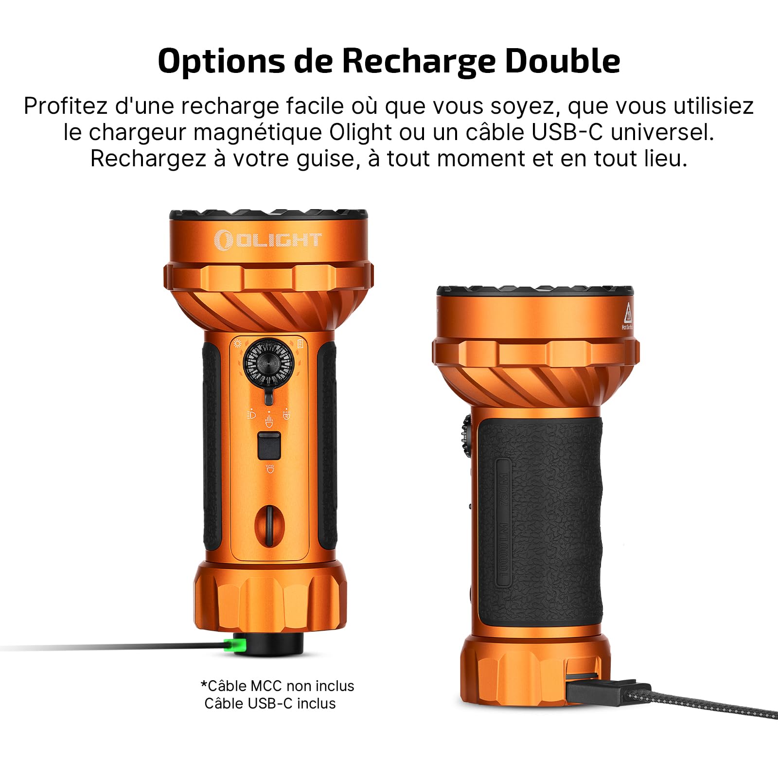 OLIGHT Marauder Mini 2 Lampe Torche Led Ultra Puissante 10000 Lumens 750 m | Lampe de Poche Rechargeable MCC&USB, Powerful Flashlight, IPX8 Waterproof, Fonction Spot et Flood pour Camping Sauvetage