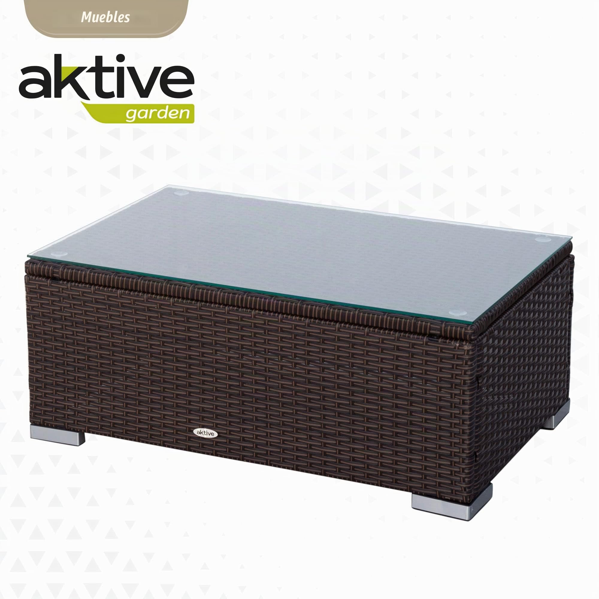 AKTIVE 61071 - Conjunto jardín ratán muebles de exterior, Ratán set jardín, muebles terraza exterior, incluye 2 sillones jardín exterior, 1 sofá exterior y 1 mesa terraza exterior, Negro