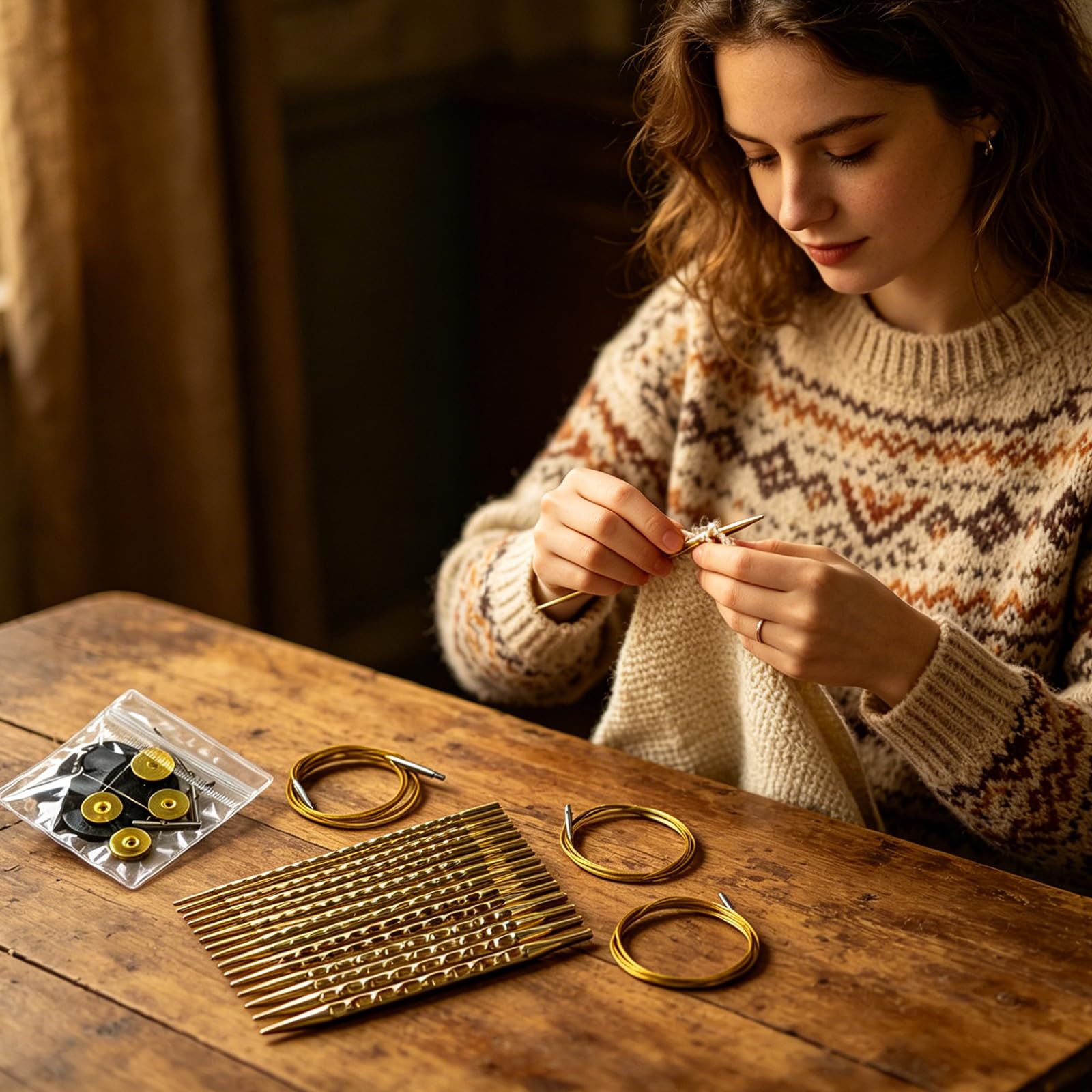 8 Pares de Agujas de Tejer de Acero Inoxidable de 3, 5 mm a 8, 0 mm, Agujas de Tejer Circulares Intercambiables con Bolsa para Crochet, Equipo de Costura Artesanal