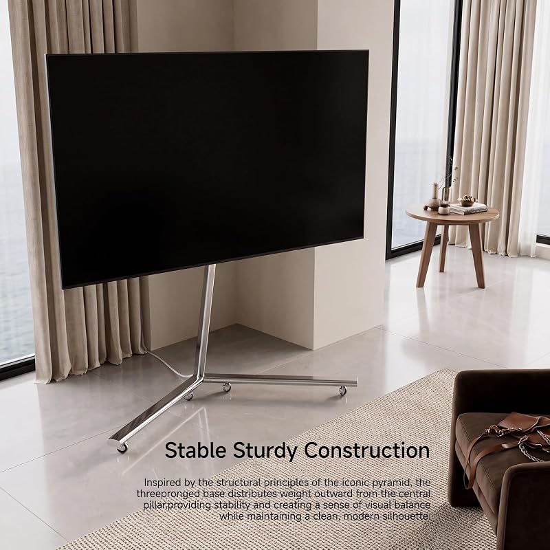 Rolling TV Stand for 40-70" TVs, Minimalist, Adjustable Height & Tilt image 2