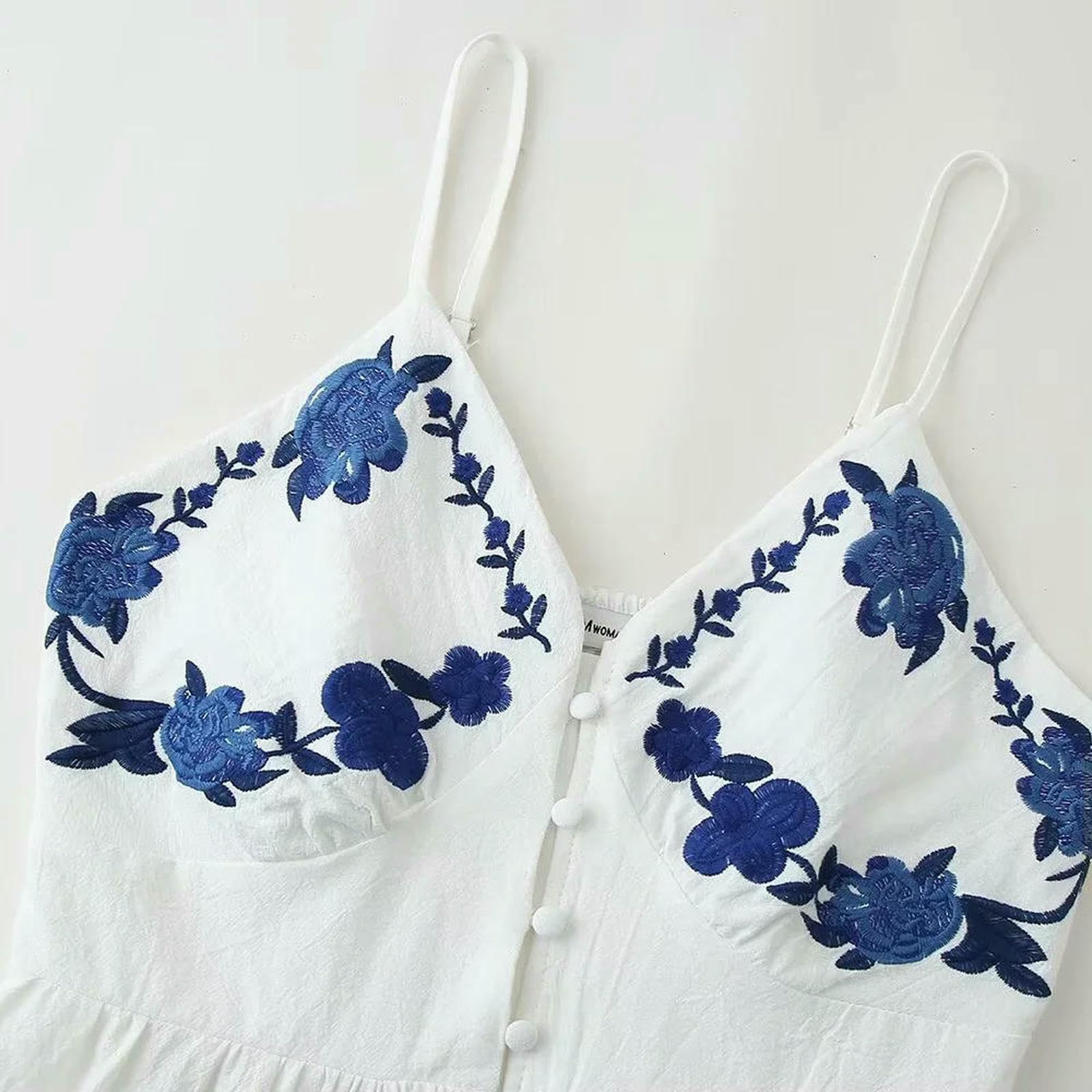 Vestito Donna Domande in Spiaggia in Spiaggia Senza Maniche Spaghetti Cinghia Abiti Sexy Casual Abiti-Bianco-XS