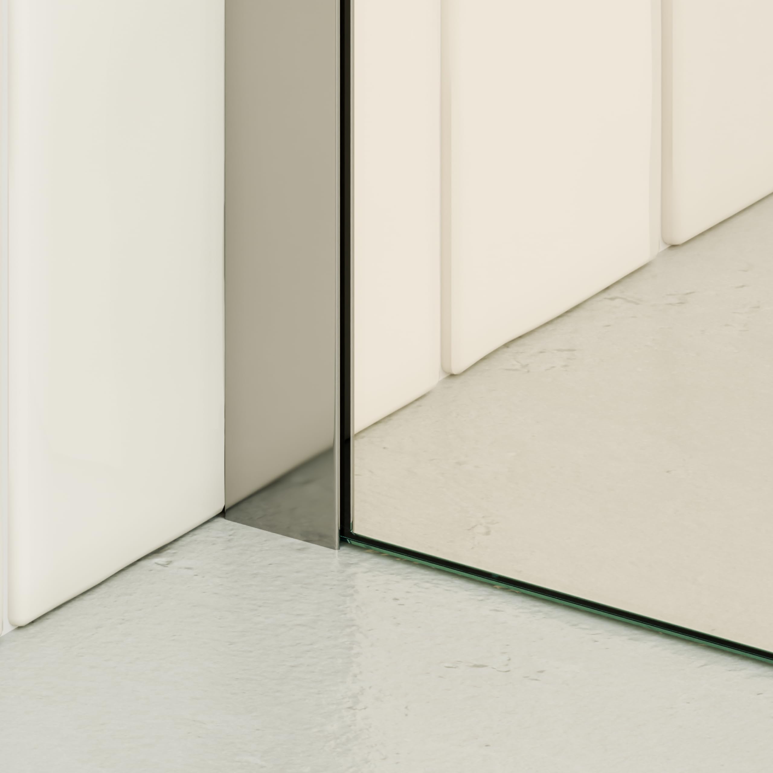 Mampara de Ducha Fija/Walk-In Fiona 140x200cm, Cristal Templado Parcialmente Satinado de 10mm, Perfiles e Barra Estabilizadora en Acero Inoxidable Cromado