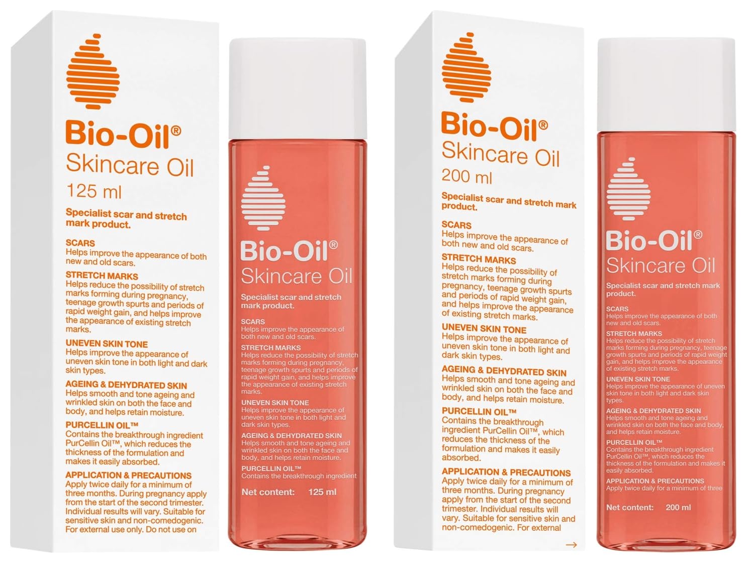 200 ml (Specialist Skin Care Oil - Scars, Stretch Mark, Ageing, Uneven Skin Tone) and 125 ml (Specialist Skin Care Oil - Scars, Stretch Mark, Ageing, Uneven Skin Tone), Combination Skin