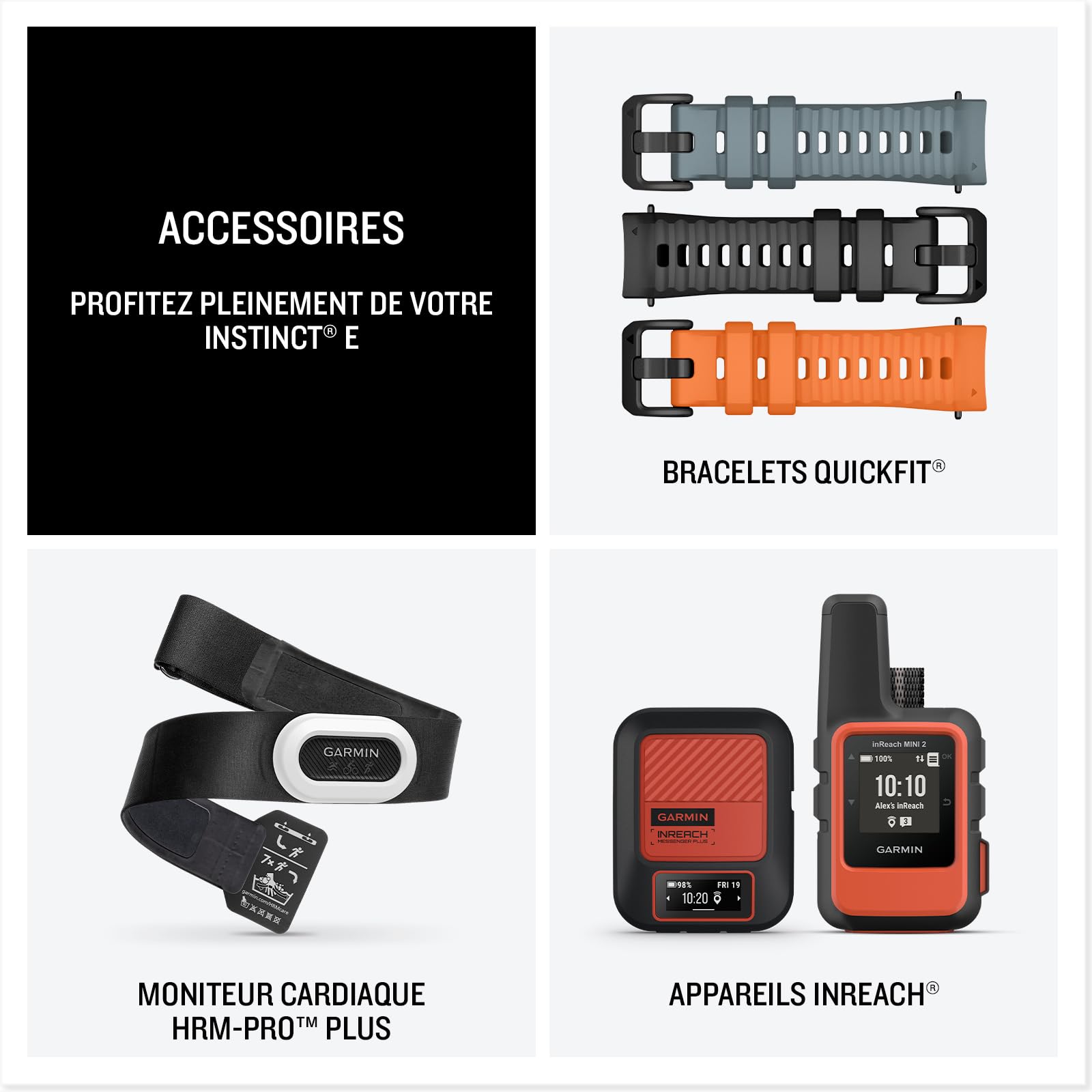 Garmin [renewed Instinct E - Montre GPS Robuste et connectée – Noir avec Bracelet Gris Charbon – Boîtier 40 mm, (Reconditionné)