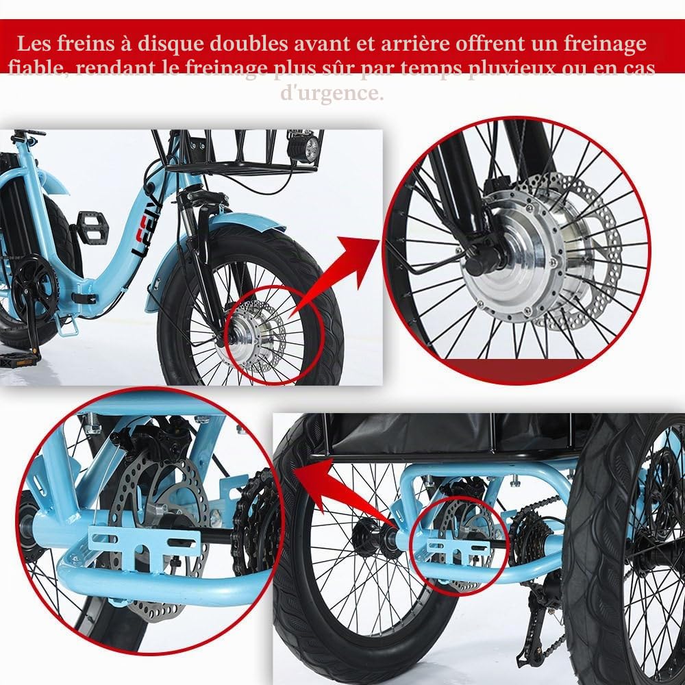 Tricycle À Assistance Électrique pour Adultes, 3 Modes De Conduite, Pneu Large De 18 Pouces, Panier Arrière, Écran D'affichage, Pliable, Conduite Souple, Convient Aux Adultes