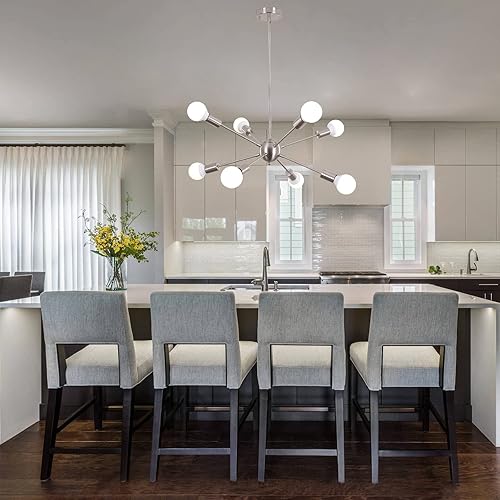 Miniatura 3 de ETONIMERR Sputnik - Lámpara de araña de 8 luces, moderna de montaje semiempotrado, lámpara de techo de mediados de siglo, lámpara ajustable de