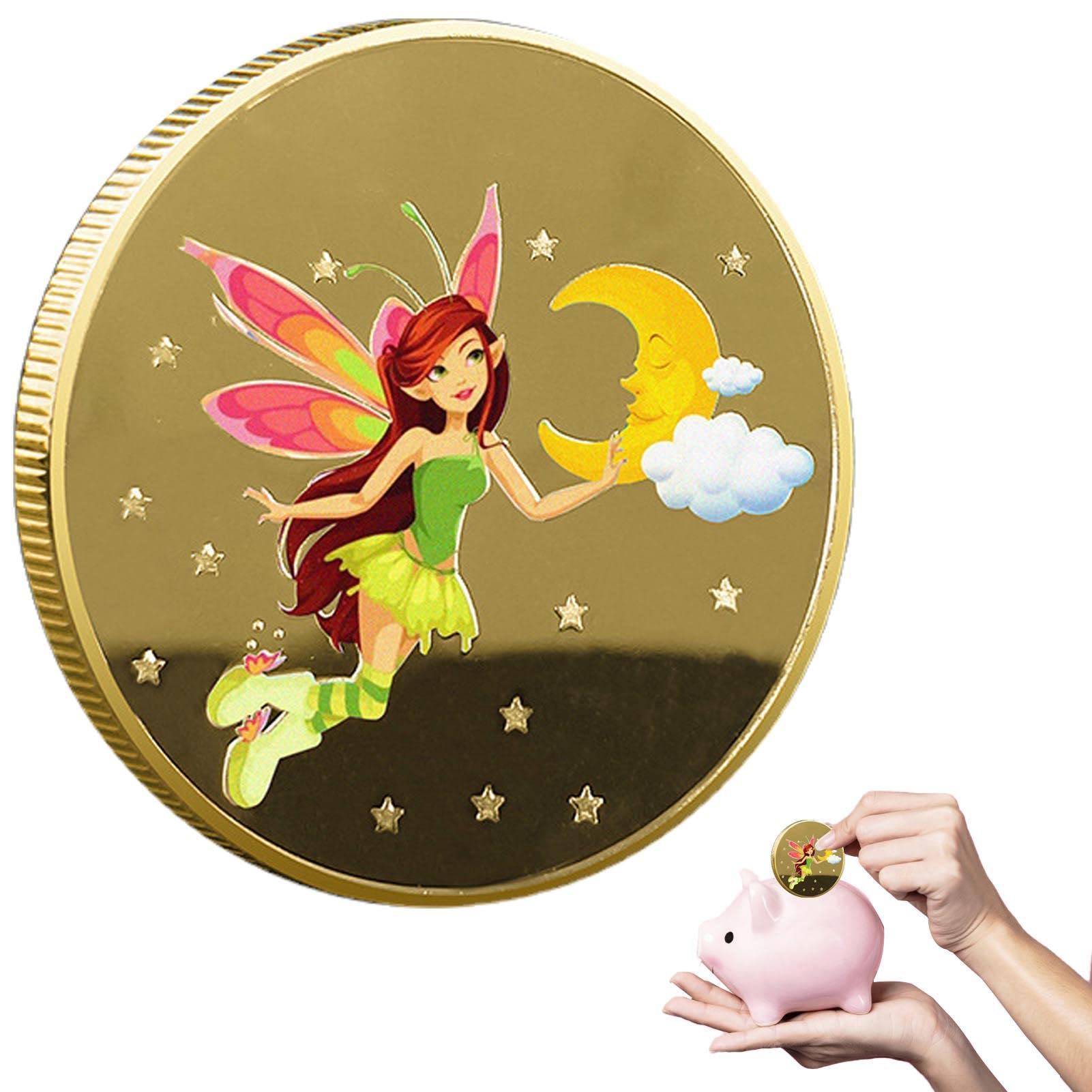 Zcsxk Tooth Fairy Gold Coin Tooth Fairy Coin,Fairytale Tooth Design Tooth Fairy Coin - Can Encourage Children To Brush Their Teeth