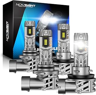 NOVSIGHT H11 9005 LED Headlight Bulbs Combo, 40000LM 600% Bright LED Headlights High and Low Beam Conversion Kits, 1:1 Size Plug and Play, 6500k White LED Bulbs Replacement IP68 Waterproof Pack of 4