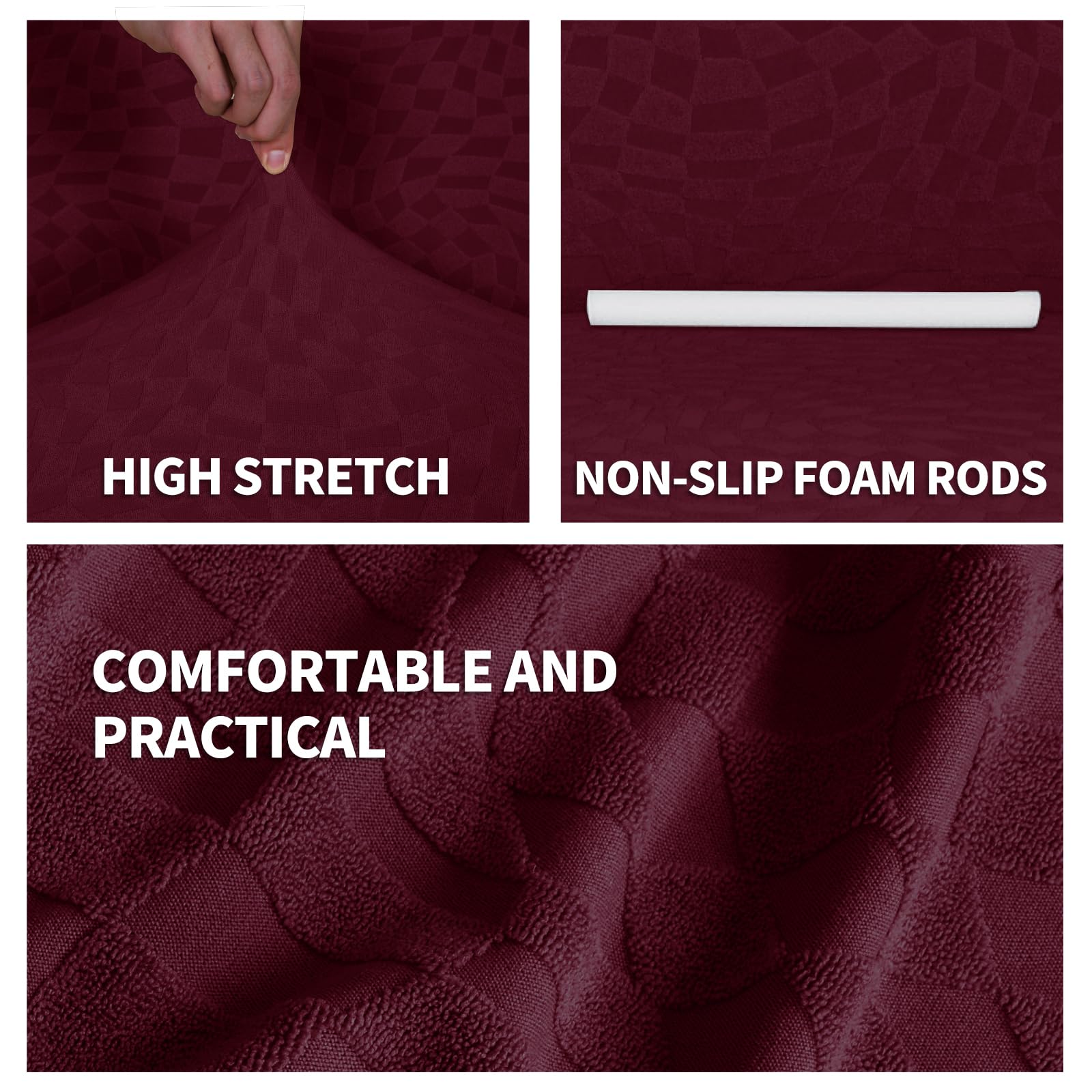 Ystyle Copridivano Con Penisola A Sinistra Destra, Elasticizzato Copridivano Angolare, Copridivano Chaise Longue, Sofa Cover a Forma di L (1 Posto+2 Posti, Borgogna)
