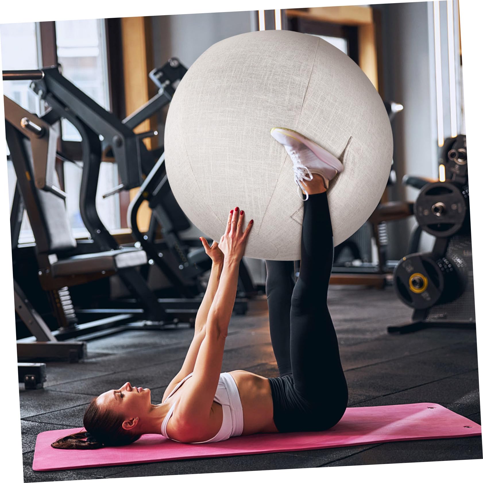 Yoga Ball Schutzhülle Atmungsaktiv Baumwoll-leinen Waschbarer Bezug Für Gymnastikball Schutz Vor Schmutz Und Beschädigung Geeignet Für Yoga Und Fitness