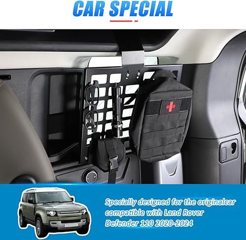 Miniatura 3 de YIWANG Organizador de cesta de almacenamiento de maletero de automóvil de aleación de aluminio negro para Land Rover Defender 110 2020-2022