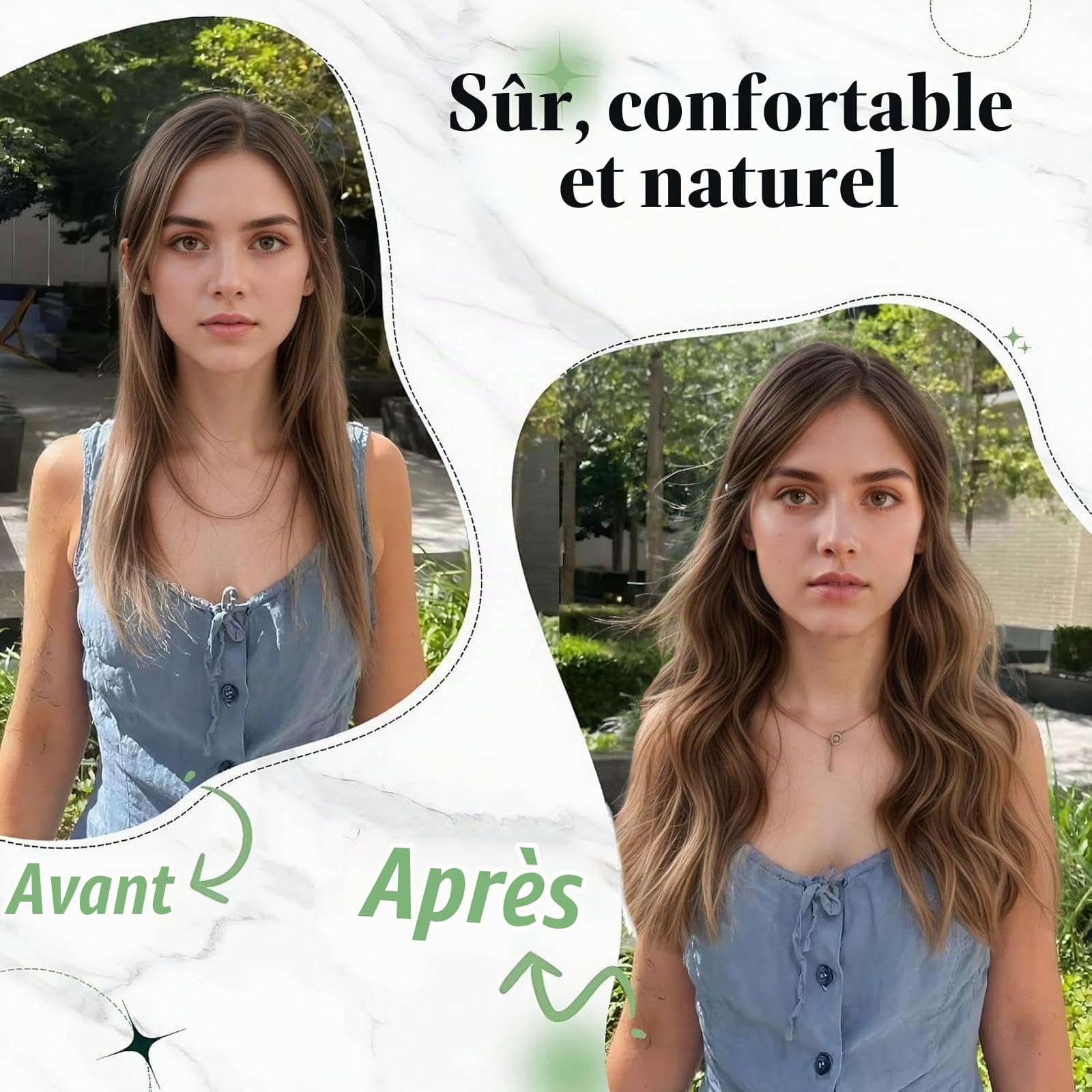 RUNATURE Extension Fil Cheveux Naturel Invisible 40cm 80g Brun Extension #4