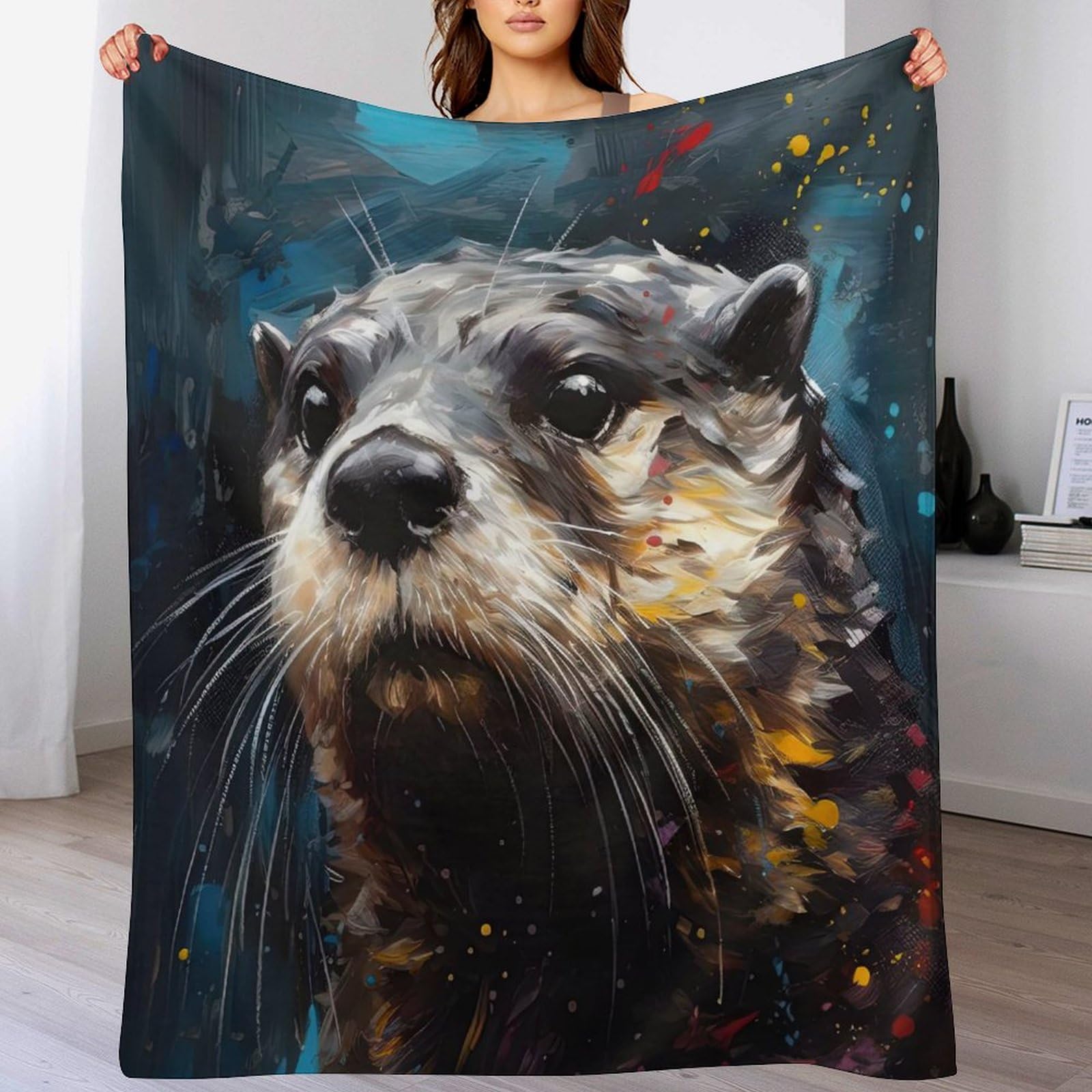 PAZZK Otter Throw Blankets Soft Warm Comfortable Throws for Couch Flannel Fluffy Blanket Bed Throw for Bedroom Couch Travel Kids Bedroom Accessories(130×150cm) — image 1