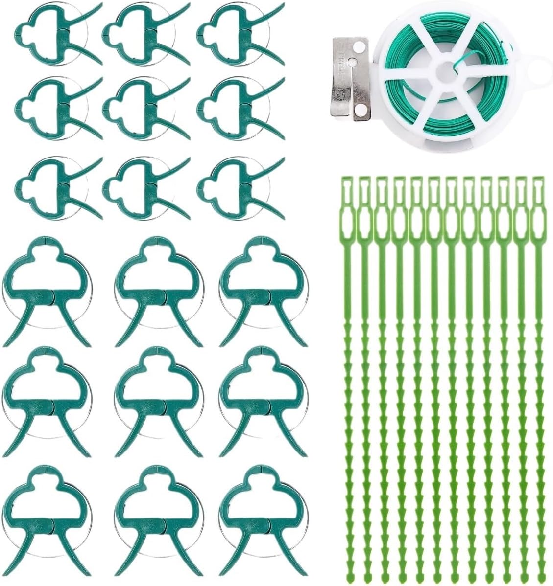 ATooi グリーン再利用可能な植物用ガーデンケーブルタイ調整可能なナイロンロックリボンサポートツリー低木ファスナーラインガーデニン