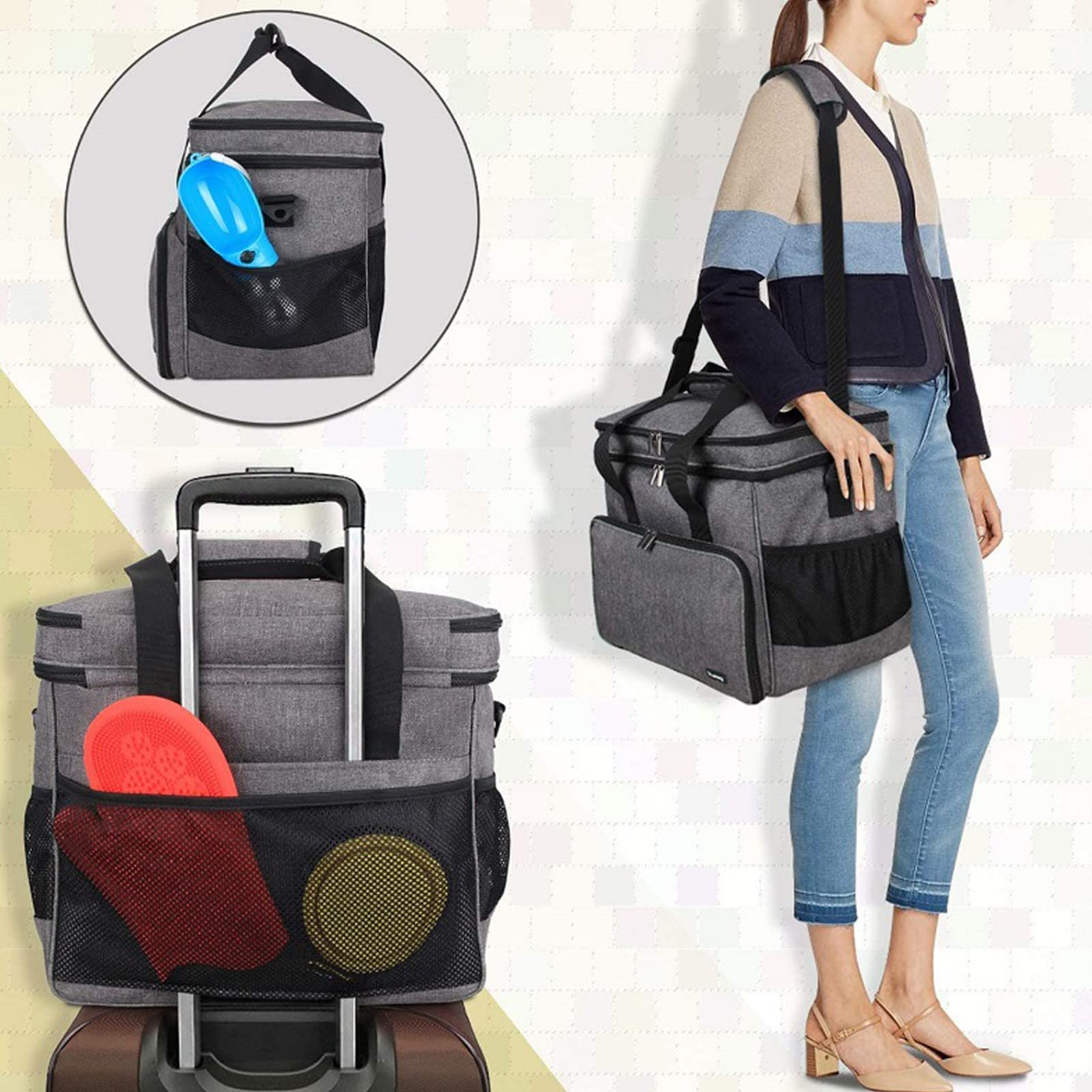 Hunde Reisetasche, Reisetasche Für Hundeausrüstung, Tragetasche Mit Multifunktions Tasche Und Schultergurt, Aufbewahrungstasche Für Hundezubehör, Leckereien, Spielzeug