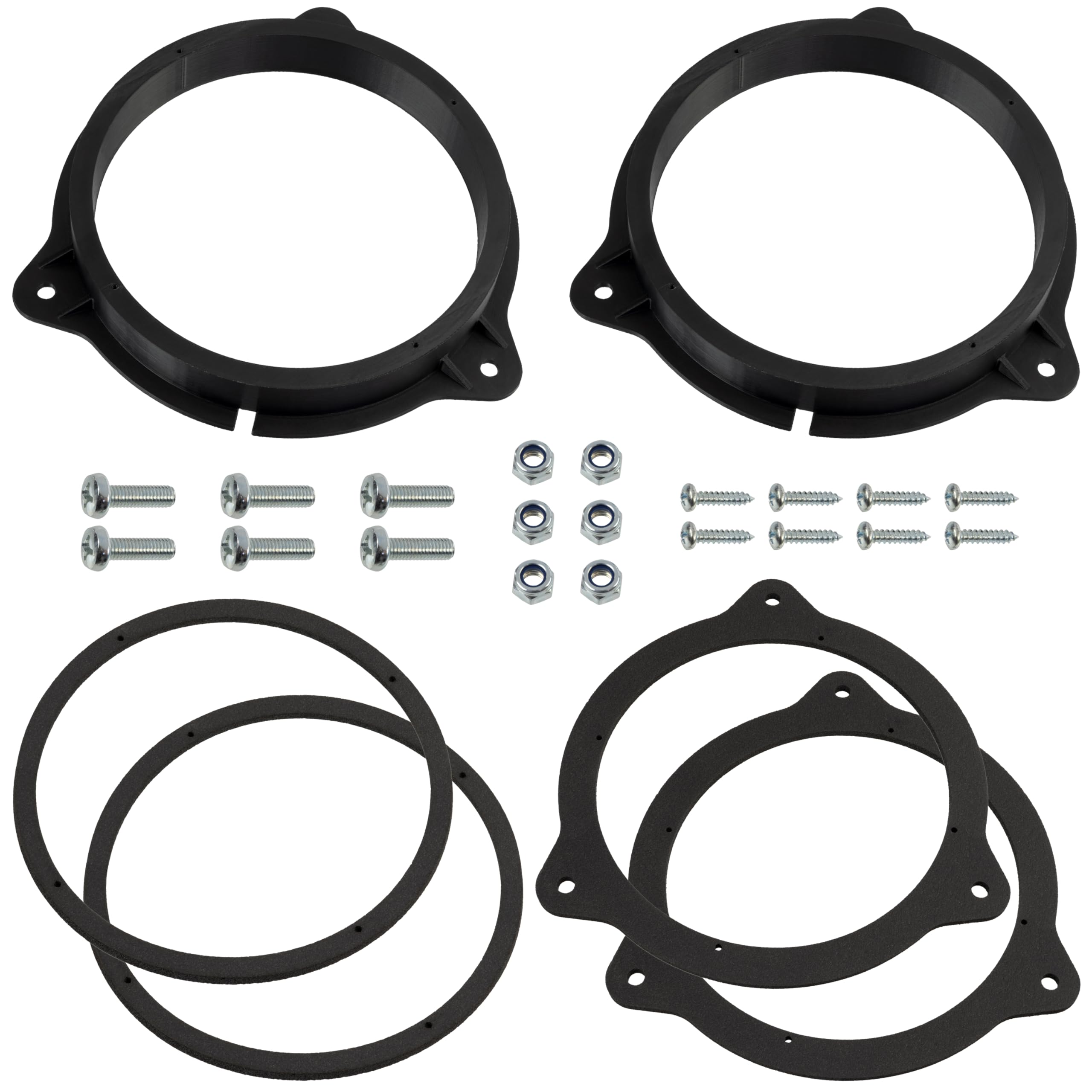 AERZETIX | Juego de 2 adaptadores para altavoces Ø165 mm en plástico ABS | compatible con Dacia Sandero II SD/Stepway, Nissan Qashqai I (J10), Renault Captur I (J87), Scenic IV J97, Seat Leon III (5F)