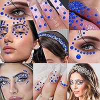 Vista 6 de 3090 calcomanías autoadhesivas de diamantes de imitación azul oscuro, joyas para el cabello, joyas para el rostro, gemas para los dientes, gemas