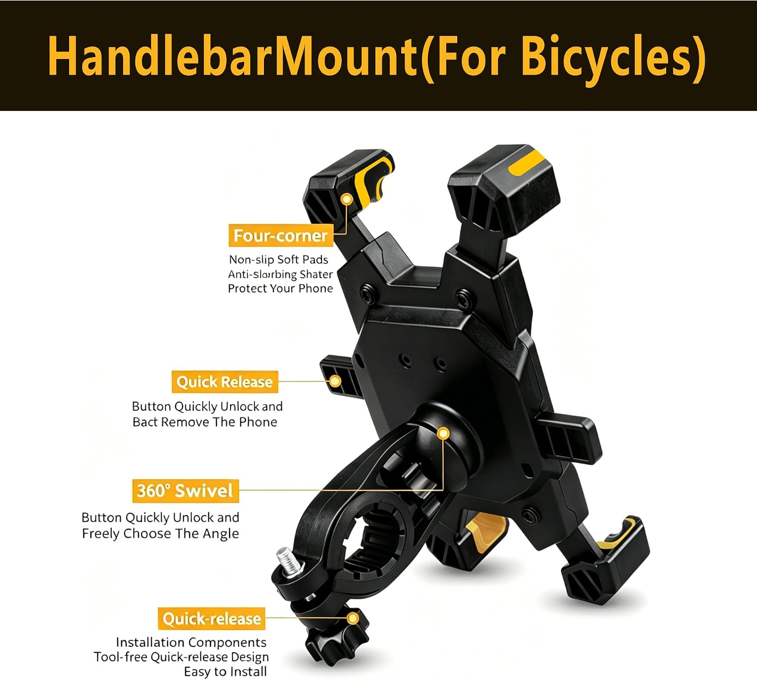 Motorcycle Phone Holder, Bicycle Phone Holder, 360° Rotatable Motorcycle Phone Holder, Universal Mobile Phone Holder for Smartphones 3.5-6.8 Inches image 5
