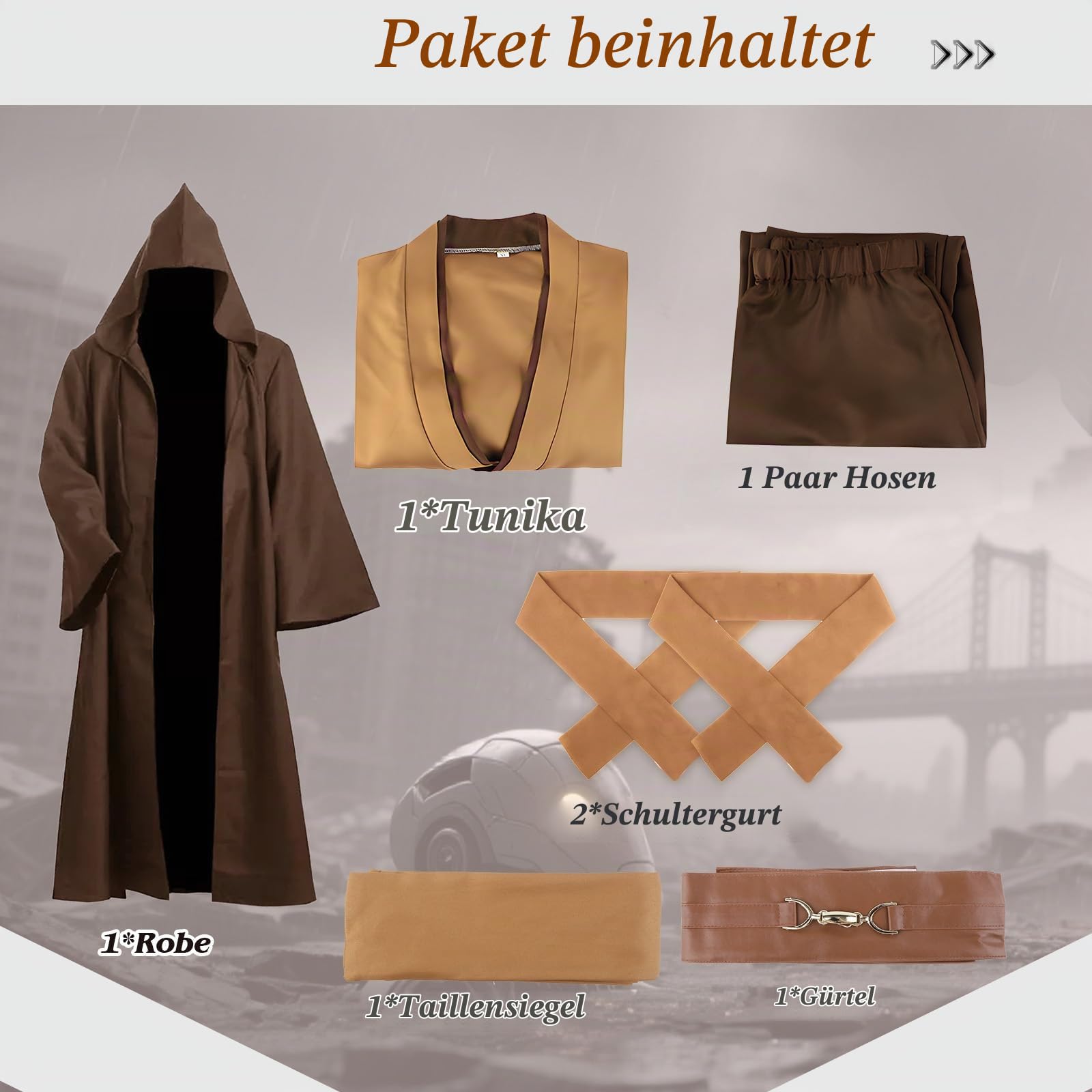 Kitimi Je-d Kostüm Erwachsene, Robe Kinder mit Kapuze Skywalker Kostüm Hoodies Robe Karneval Halloween Cosplay kostüm für Erwachsene Jungen Männer