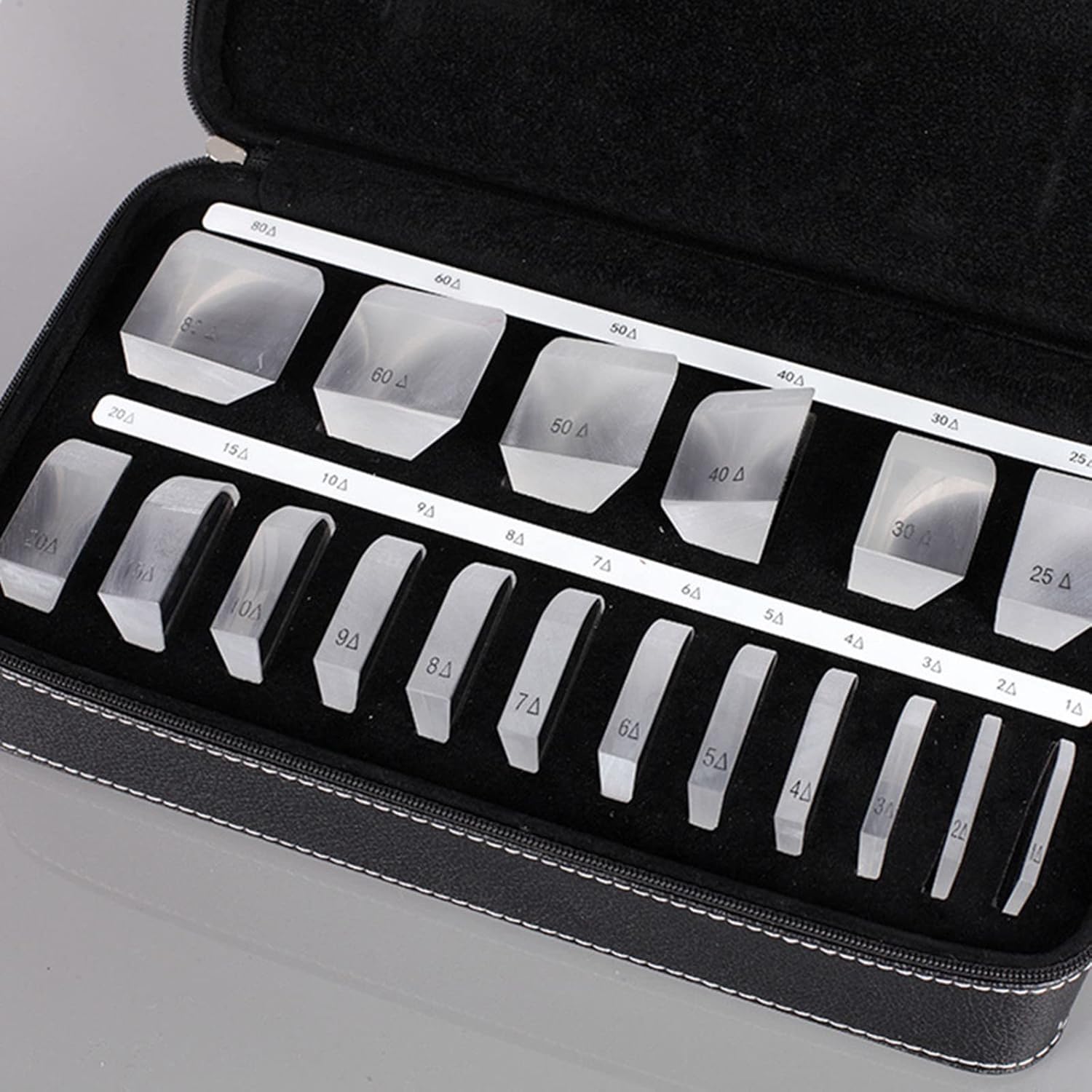 NICHOY Ophthalmic Instruments Loose Prism Set for Optometry with Leather Outer Box,Ophthalmic Prism,Quantitative Inspection of Optical Glass Strabismus(Color:A,Size:18pcs)