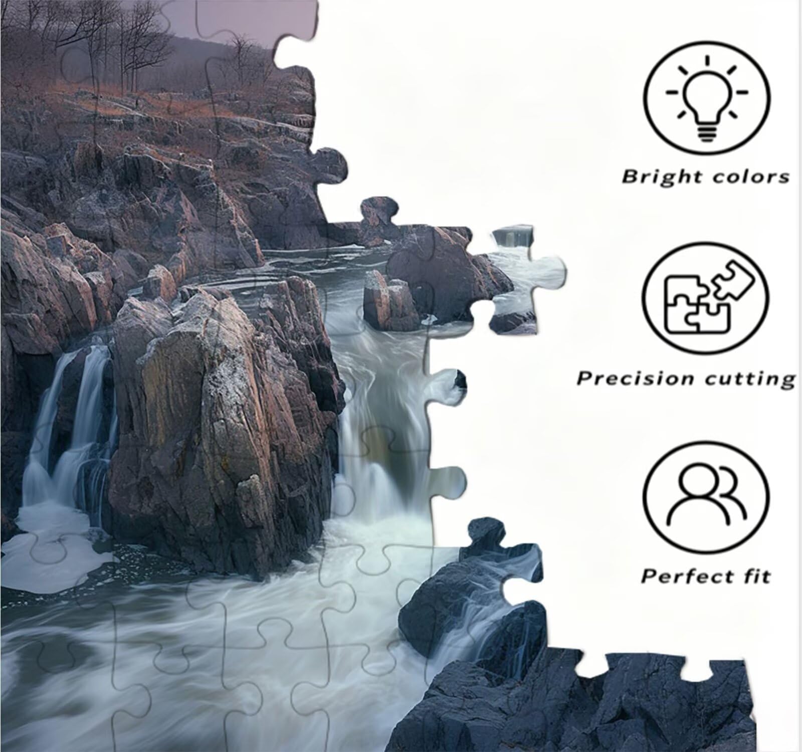 Puzzle 1000 sztuk, wodospady rzeki 3D Puzzle dla dorosłych wymagające, artystyczne puzzle edukacyjne, zabawne i stymulujące dekoracyjne puzzle dla rodziny, jako prezent i dekoracja ścian R6KH-704