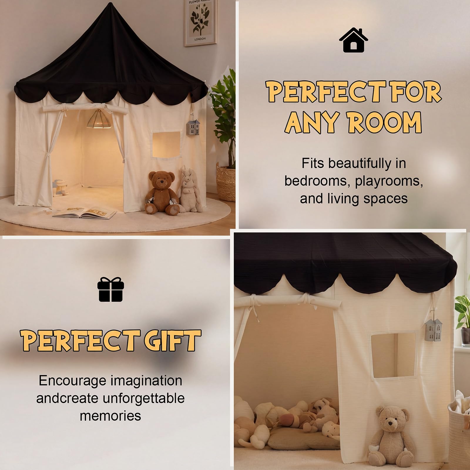 5 Cozy Reading Corner Ideas to Carve Out a Quiet Hour at Home 3 Yoojahow Reading Nook Tent Large Cotton Reading Corner Canopy House Shape Design - product photo