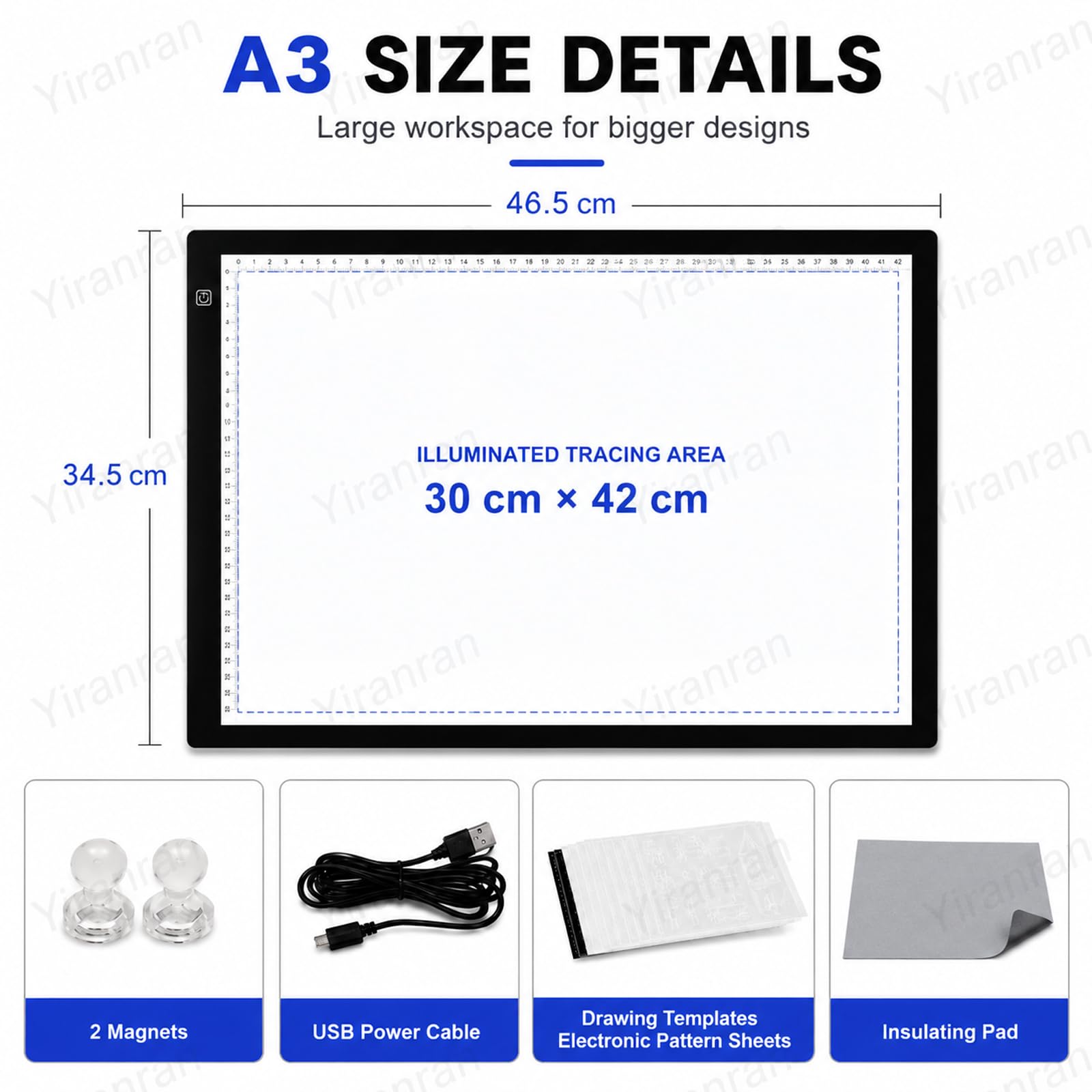 Tablero de luz LED para Calcar, Tablero de Dibujo Ultrafino Regulable con Superficie magnética, Tablero de calco con alimentación USB para bocetos, Pintura de Diamantes y animación