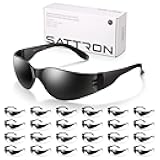 24 Pack of Tinted Safety Glasses (Protective Safety Sunglasses) Ploycarbonate Dark Smoke Lenses for UV Protection, Scratch & Impact Resistant, Perfect for Construction, Outdoor Work, Shooting and More