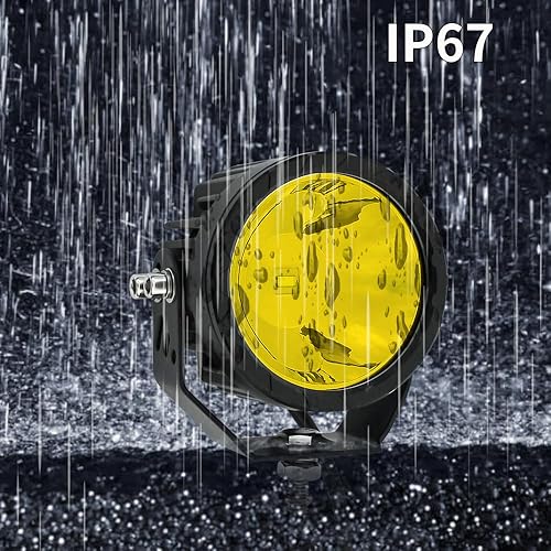 Miniatura 6 de Luces antiniebla LED redondas amarillas para conducción todoterreno, 2 unidades, haz puntual de 3.5 pulgadas, luces antiniebla para motocicleta,