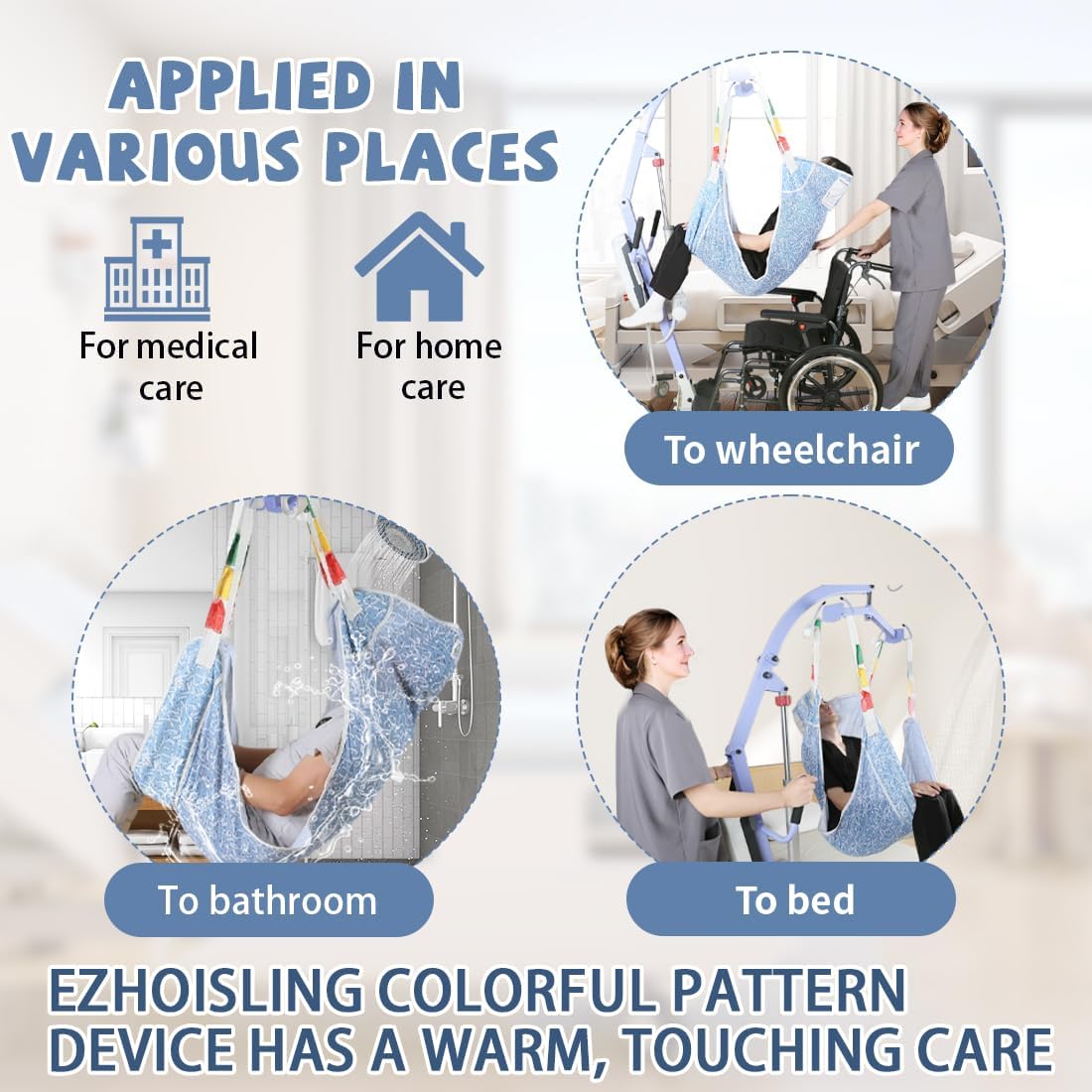 Full Body Patient Lift Sling with Vibrant Patterns - Heavy Duty Mesh Transfer Sling for Elderly, Disabled Bed Repositioning & Lifting| SWL 500 lbs (7503-Dotted Abstract, Large)