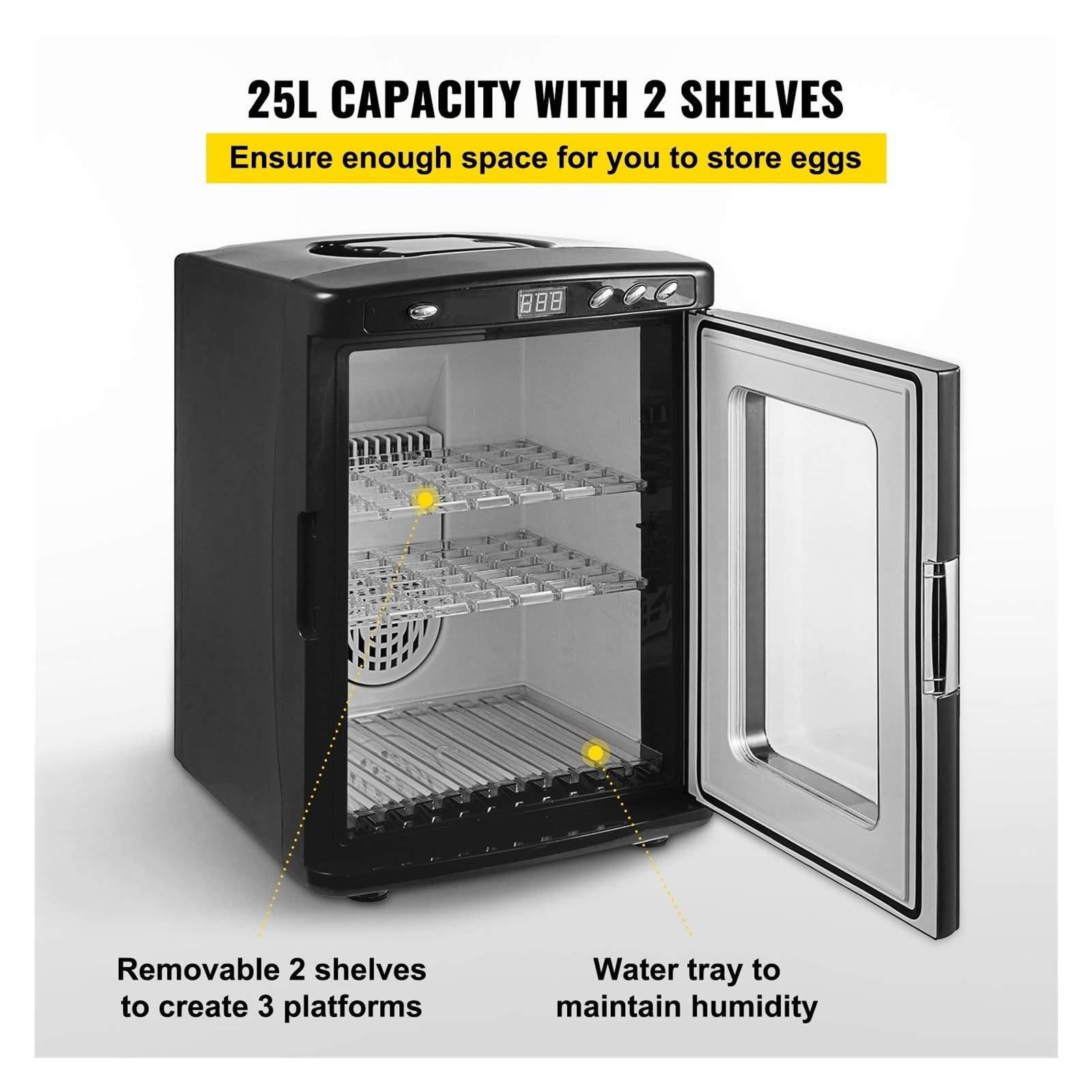 Incubadora de reptiles, termostato digital para huevos, 25 L, refrigeración y calefacción, 5-60 °C, ideal para pequeños reptiles, equipo de laboratorio para incubar huevos