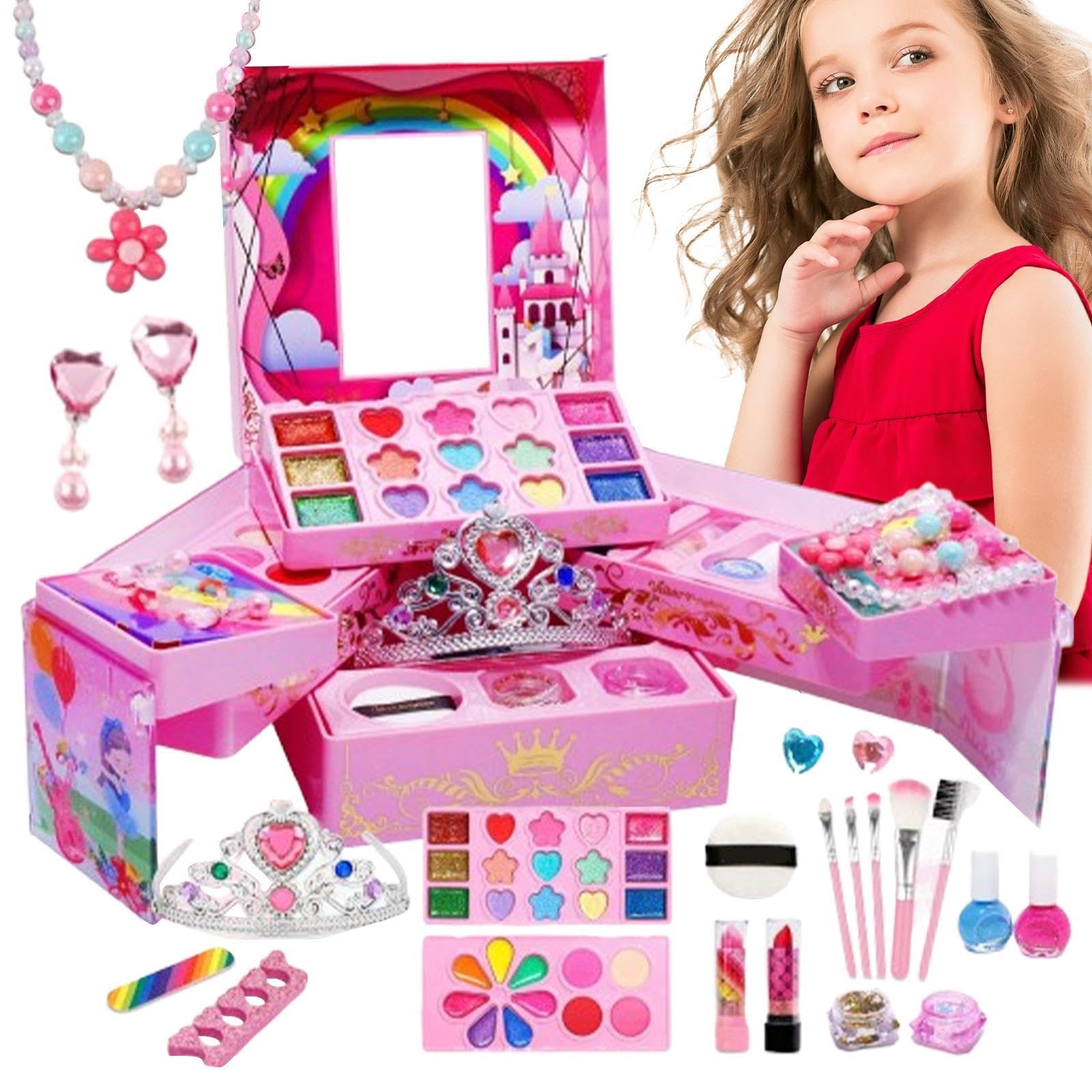 Kit di base per trucco per bambini, di ruolo per bambine | set per principianti, giochi di ruolo per bambine di 3, 4, 5, 6, 7, 8, 9, 10, 11, 12 anni