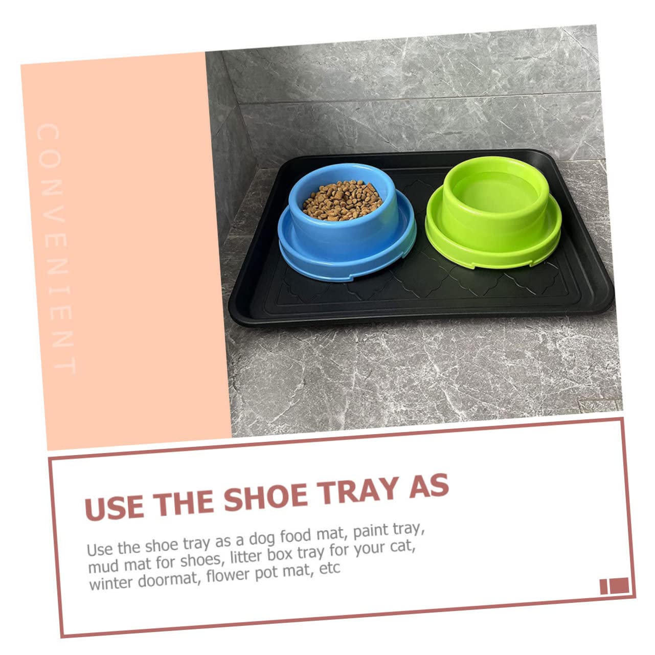 Homoyoyo 2pcs Durable Plastic Shoe Storage Tray Multipurpose Sundries Mat for Indoor Outdoor Use Non Skid Design for Pet Feeding for Mudroom and Entryway