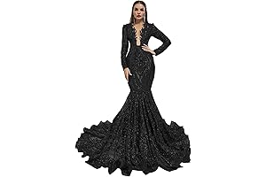 ikerenwedding V-Neck Long Sleeves Mermaid Evening Dress
