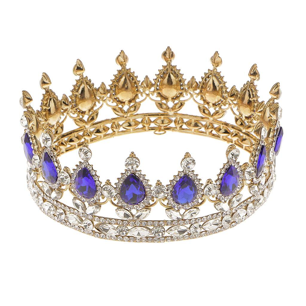 THE STYLE SUTRA® King Queen Bridal Crown Rhinestone Tiaras Gold Plated Hair Jewelry Blue|Jewellery (B0CDLWKPZR) Amazon Price History, Amazon Price Tracker