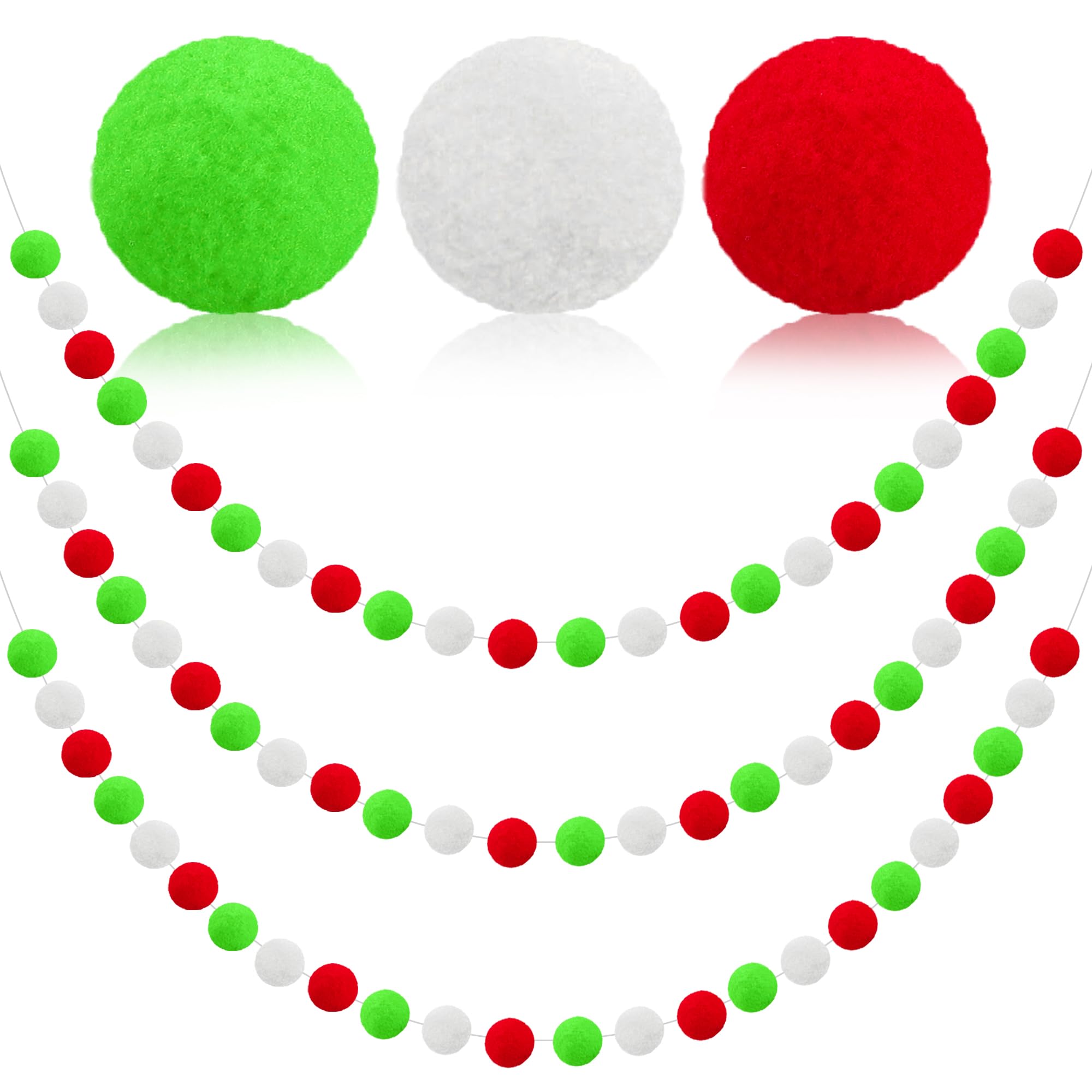 Lot De 200 Pompons De Noël - 1 Cm - 2 Cm - Rouge, Vert, Blanc