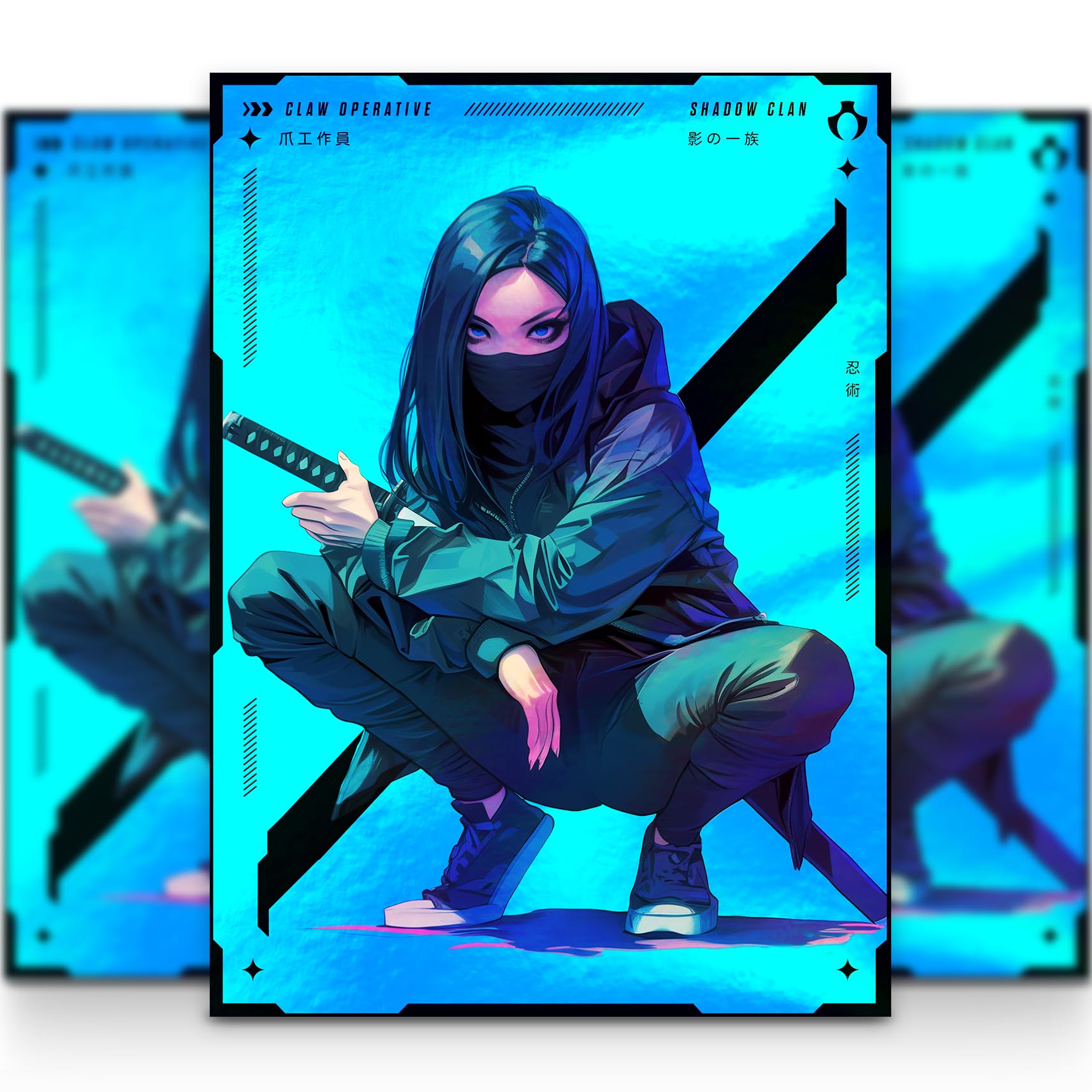 MTG - Custodie per carte da 105 ct, stile anime e manga, clan ninja, finitura laminata + frontale trasparente, 66 x 92 mm, dimensioni standard