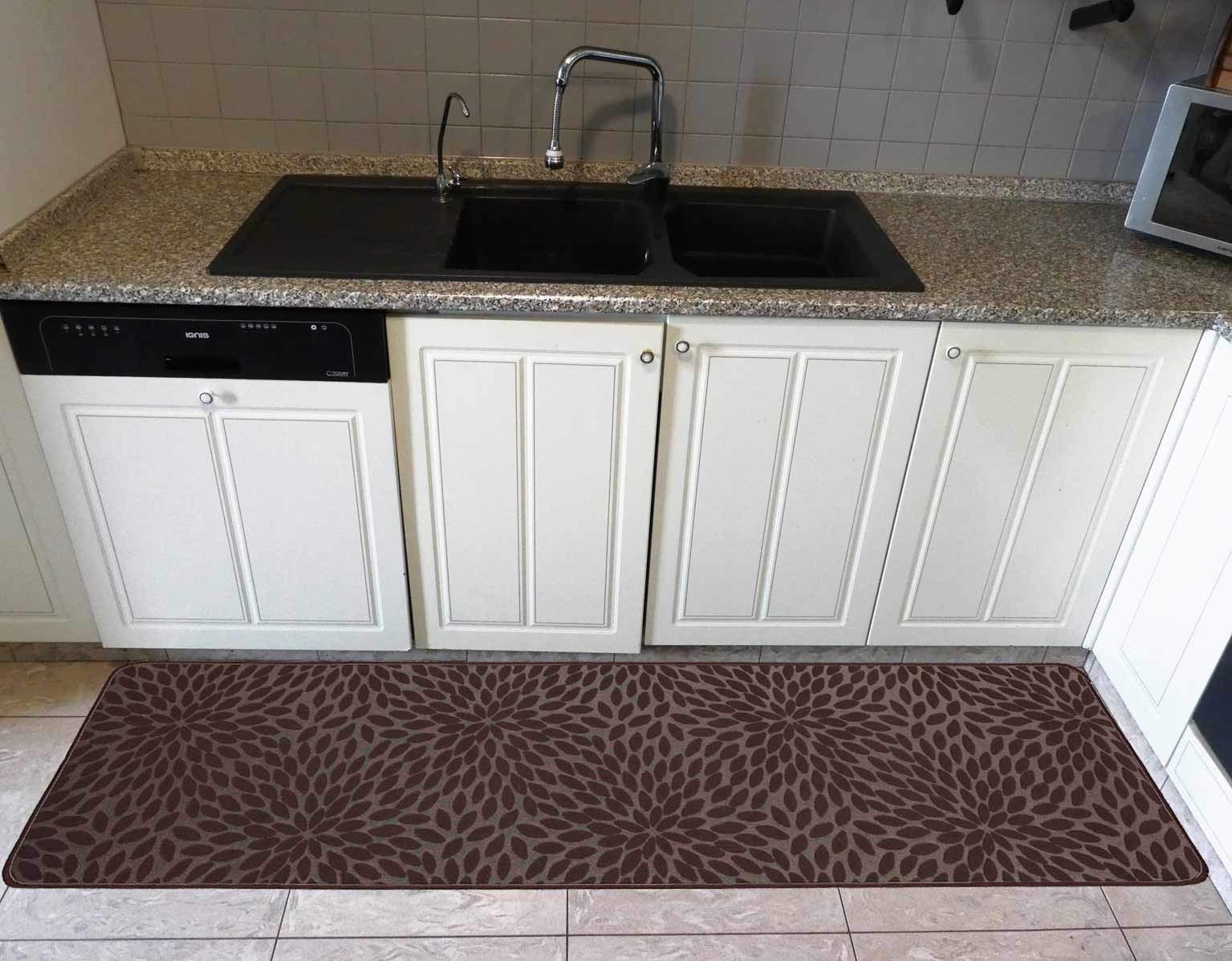 CASA TESSILE Antypoślizgowy chodnik kuchenny o szerokości 50 cm, ARIEL - MARRONE, 380 cm.