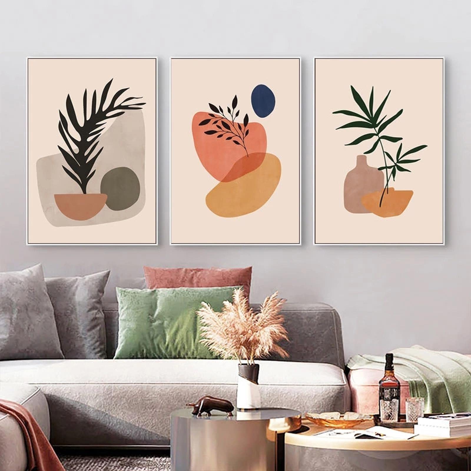 Amazon｜壁アートキャンバス絵画抽象的な植物の葉ポスターとプリント