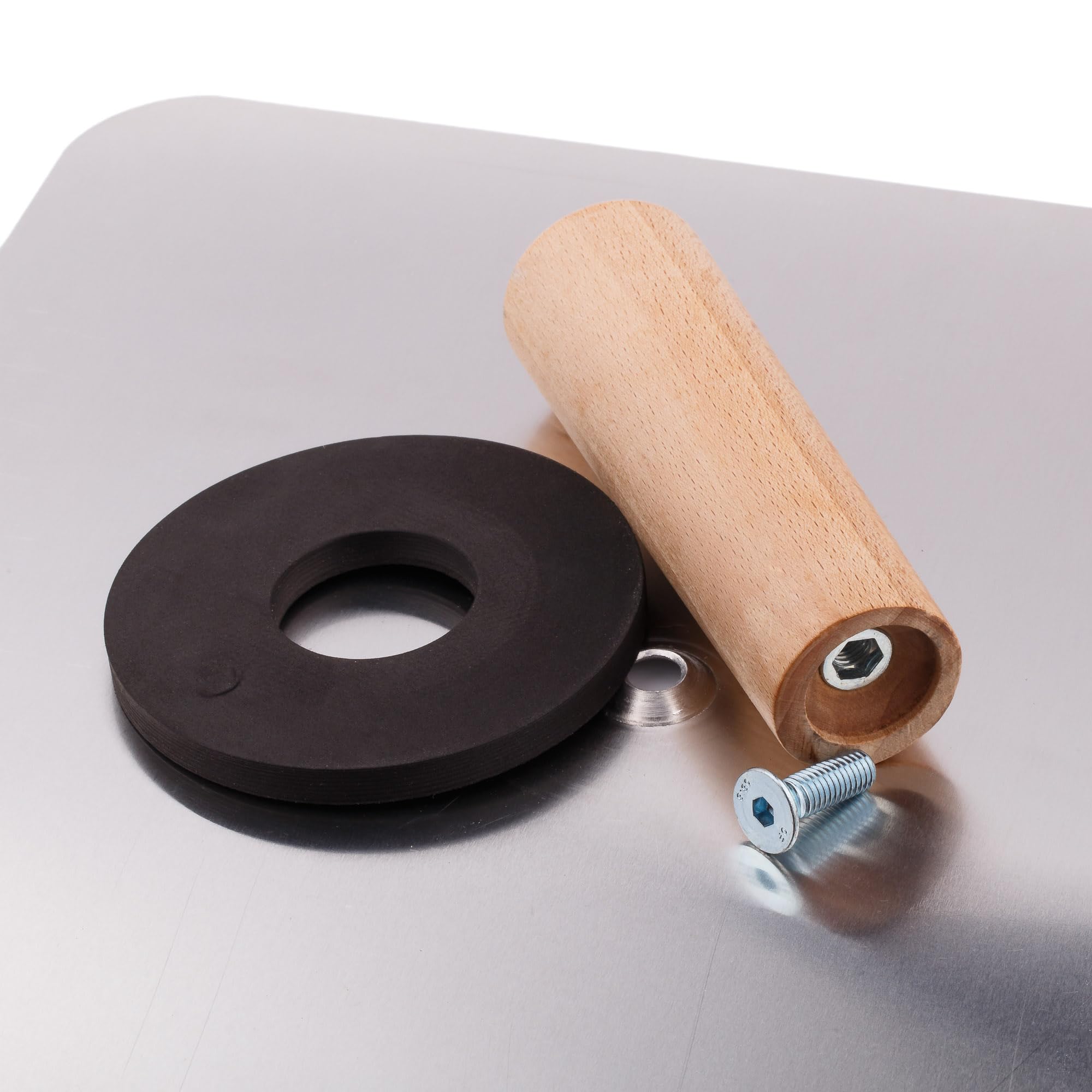 MIVOS Truelle en aluminium - 330 x 330 mm - Lisseuse avec manche en bois - Planche de lissage avec coins arrondis - Disque de lissage pour le jointoiement et l'enduisage des plaques de plâtre