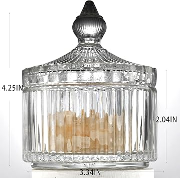 Crystal Glass Salt Cellar with Lid 7oz Clear Salt Box Salt and Pepper bowls, Salt Container Holder for Kitchen, glass Storage jars for Candies, Sugar, Decorative Kitchen & Dining Table Essential