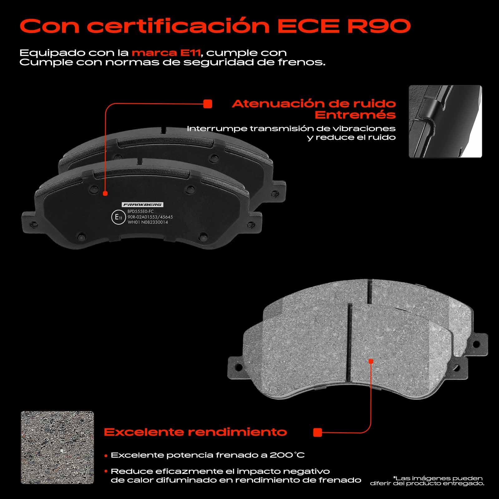 Frankberg Juego de pastillas de freno que incluye 4 pastillas de freno | 6C112K021AE; Compatible con: Plataforma/chasis Transit FF FM FN, Caja de tránsito FA