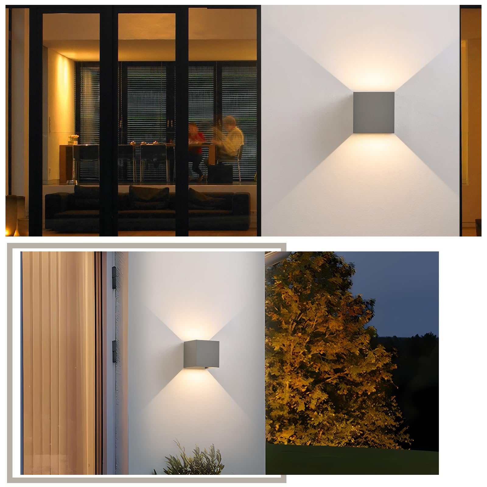 LED Wandleuchte Aussen Wandlampe innen - 4 Stück Außenwandleuchten Up Down Leuchte Aussen 5 W Wasserdicht Außenlampe Wand Wandbeleuchtung Grau Außenleuchte Wandstrahler für Hauswa
