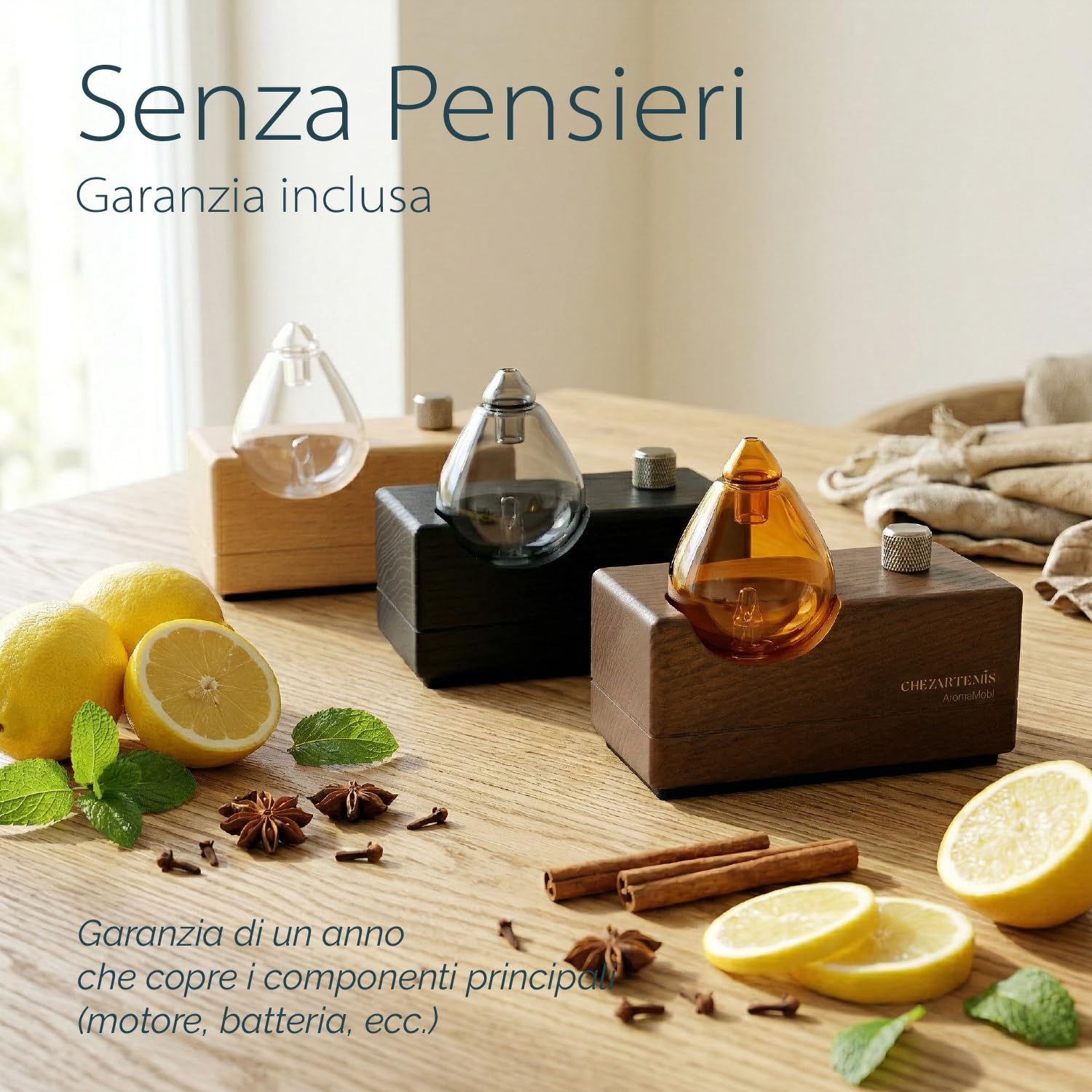 Black Obsidian Diffusore Oli Essenziali Senza Acqua, Nebulizzatore Vetro Fumè e Legno Nero, Profumatore Ambiente Moderno Ricaricabile, Senza Fili per Grandi Ambienti Ufficio Casa, Regalo San Valentino