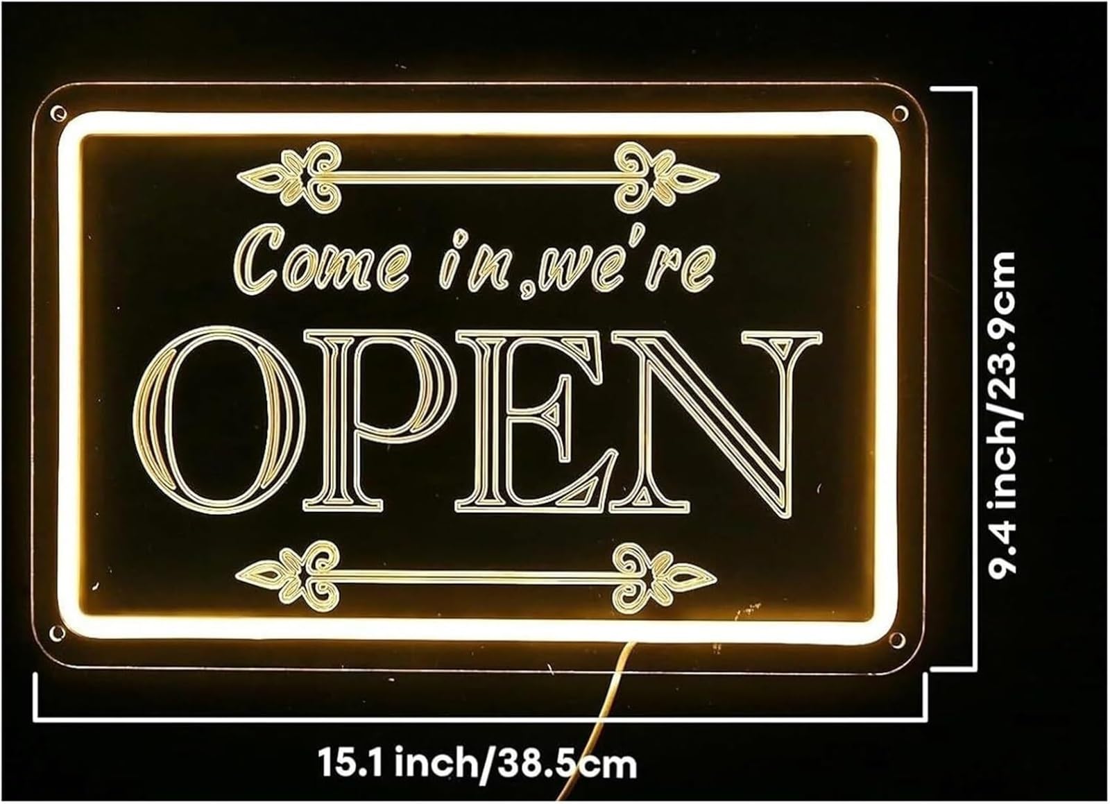 Insegna al neon LED Neon aperta, con dimmer, luminosità regolabile, per negozi, bar, ristoranti 38,5x23,9 cm