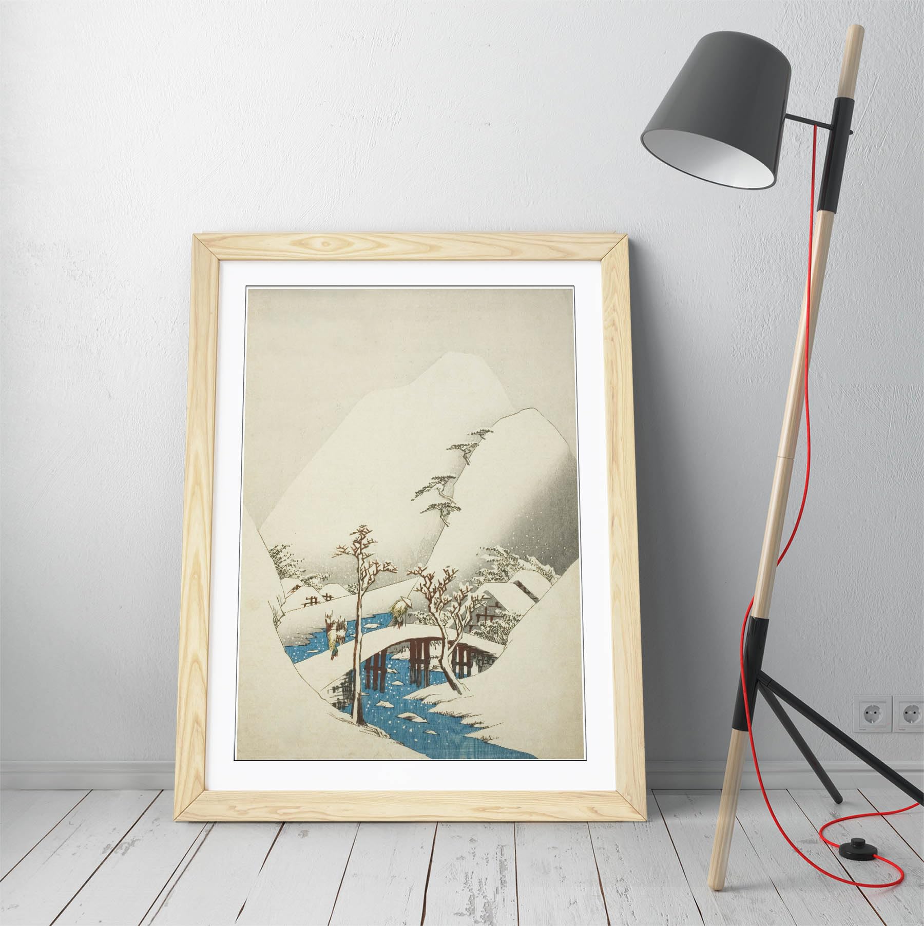 Tableau Hiroshige paysage enneigé impression murale encadrée CANVAS MONKEY A1