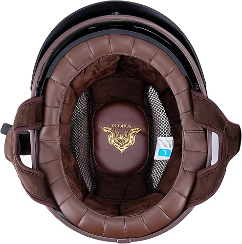 Miniatura 6 de VCOROS - Casco corto para motocicleta con visera, hebilla de liberación rápida, aprobada por la DOT, para hombres y mujeres, Negro, XL