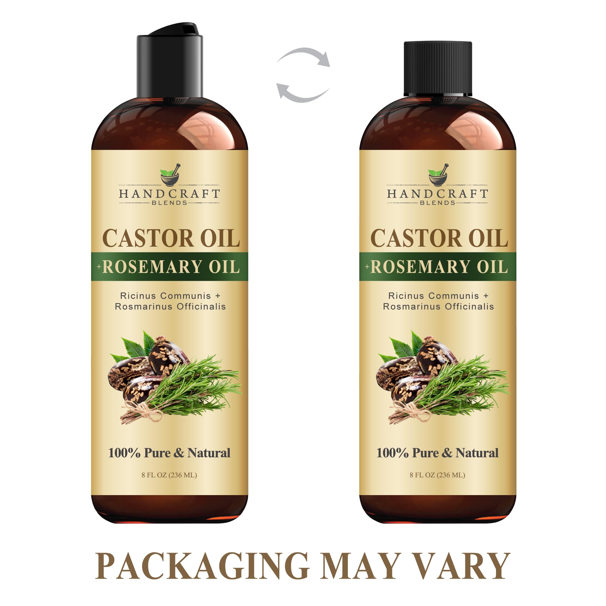 Castor Oil with Rosemary Oil for Hair Growth, Eyelashes, Eyebrows - 100% czysty i naturalny olejek nośny do włosów, olejek do masażu nawilżającego do aromaterapii, 8 fl. Oz